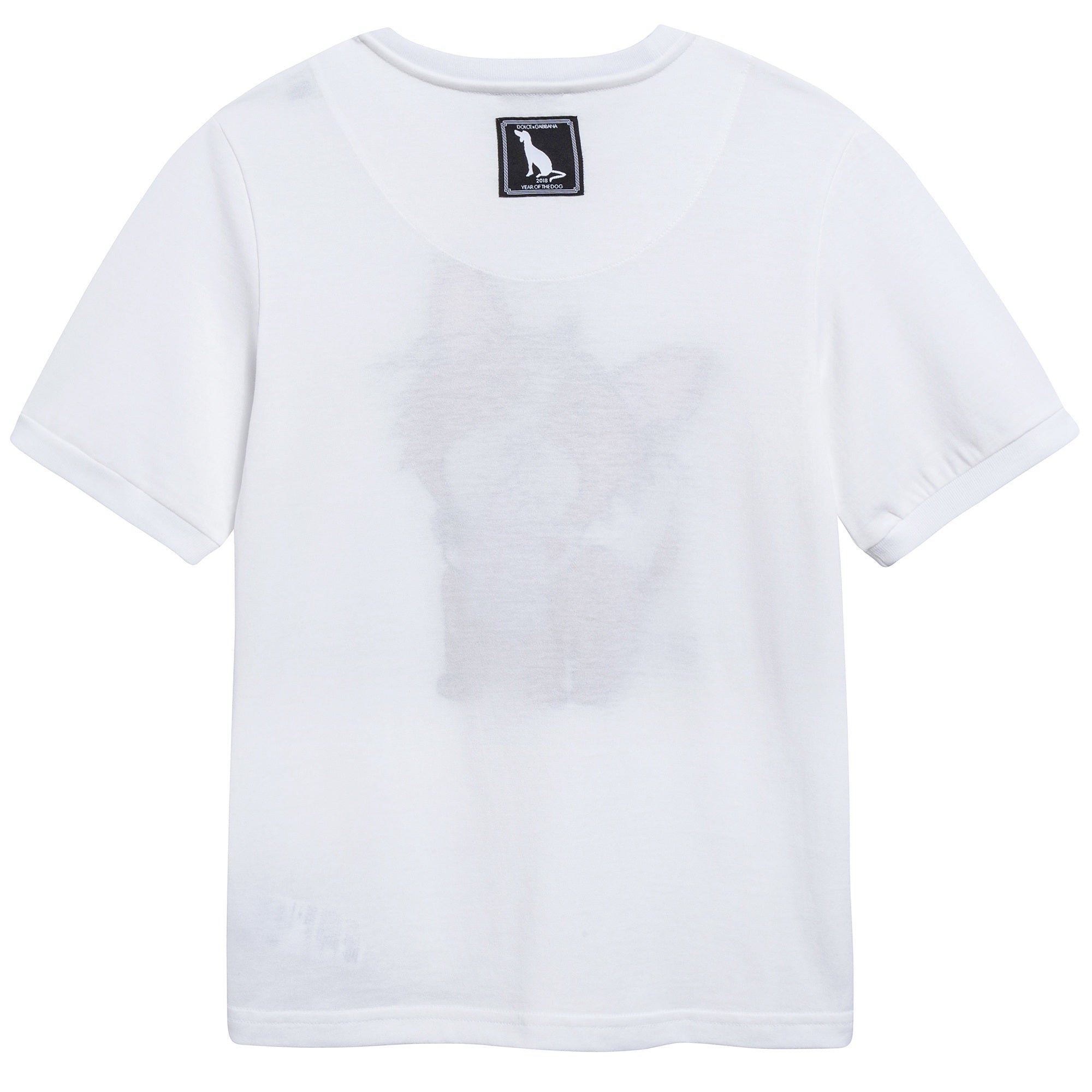 Girls White Dog Cotton T-shirt