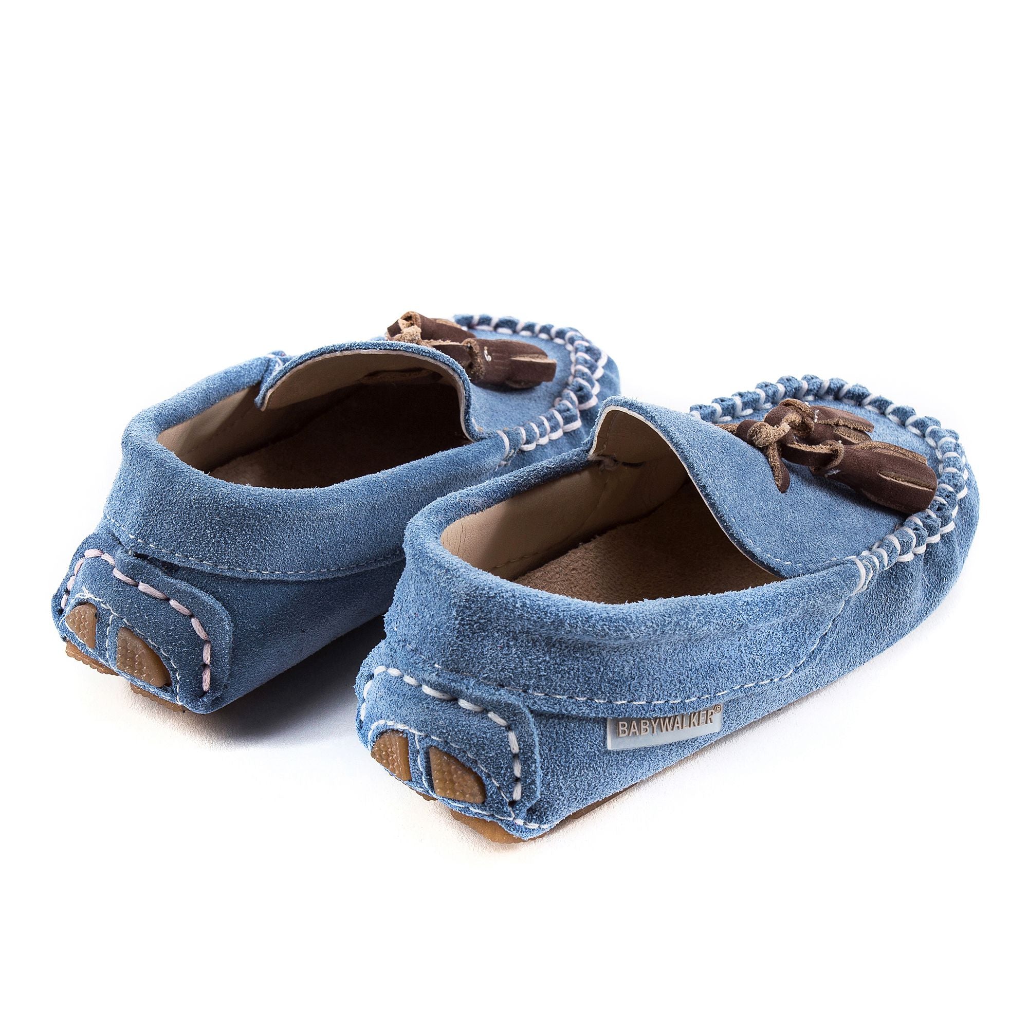 Boys Blue Suede Leather Tasselled Loafers