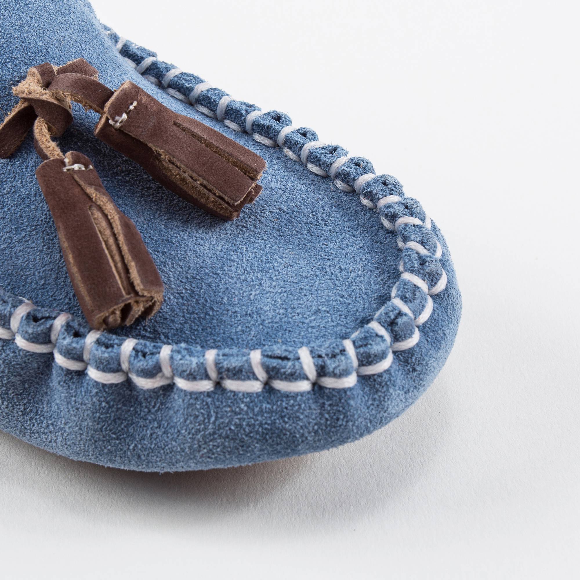 Boys Blue Suede Leather Tasselled Loafers