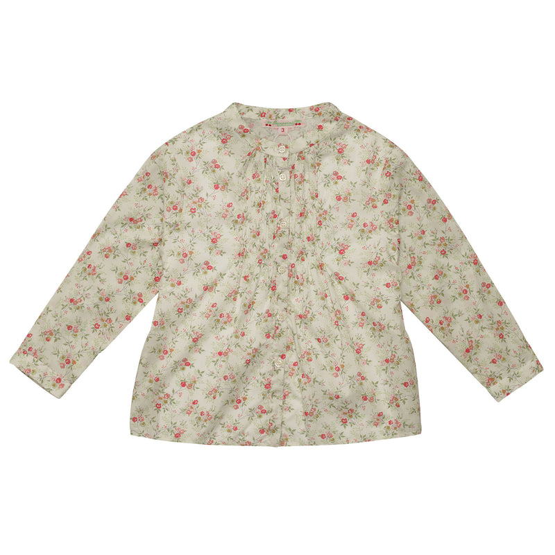 Girls Sweet Pink Allover Flower Printed Trims Blouse - CÉMAROSE | Children's Fashion Store - 1