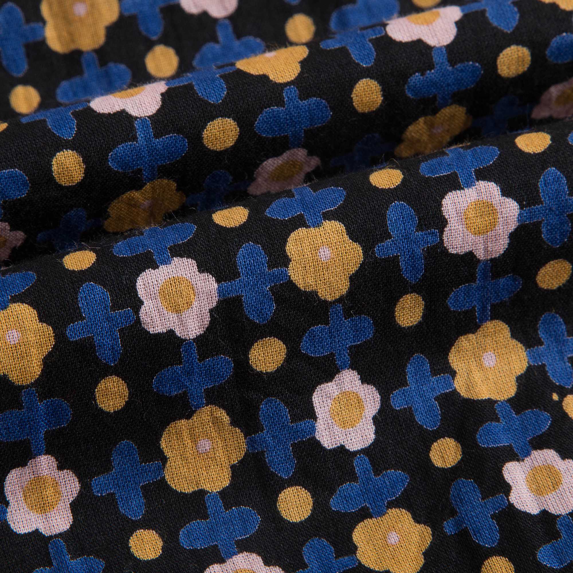 Girls Blue Flower Printed Cotton Dress