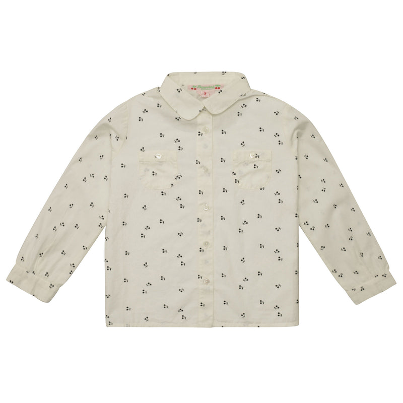 Girls White Allover Printed Trims Cotton Shirt - CÉMAROSE | Children's Fashion Store - 1