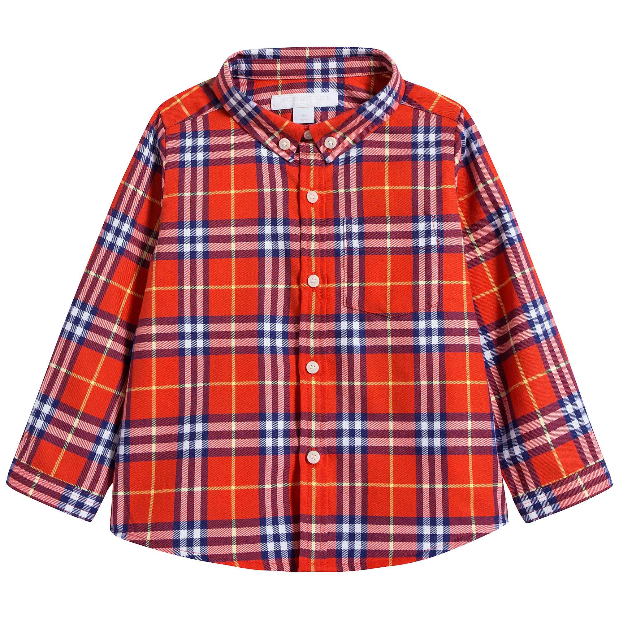 Baby Boys Orange Red Check Cotton Shirt