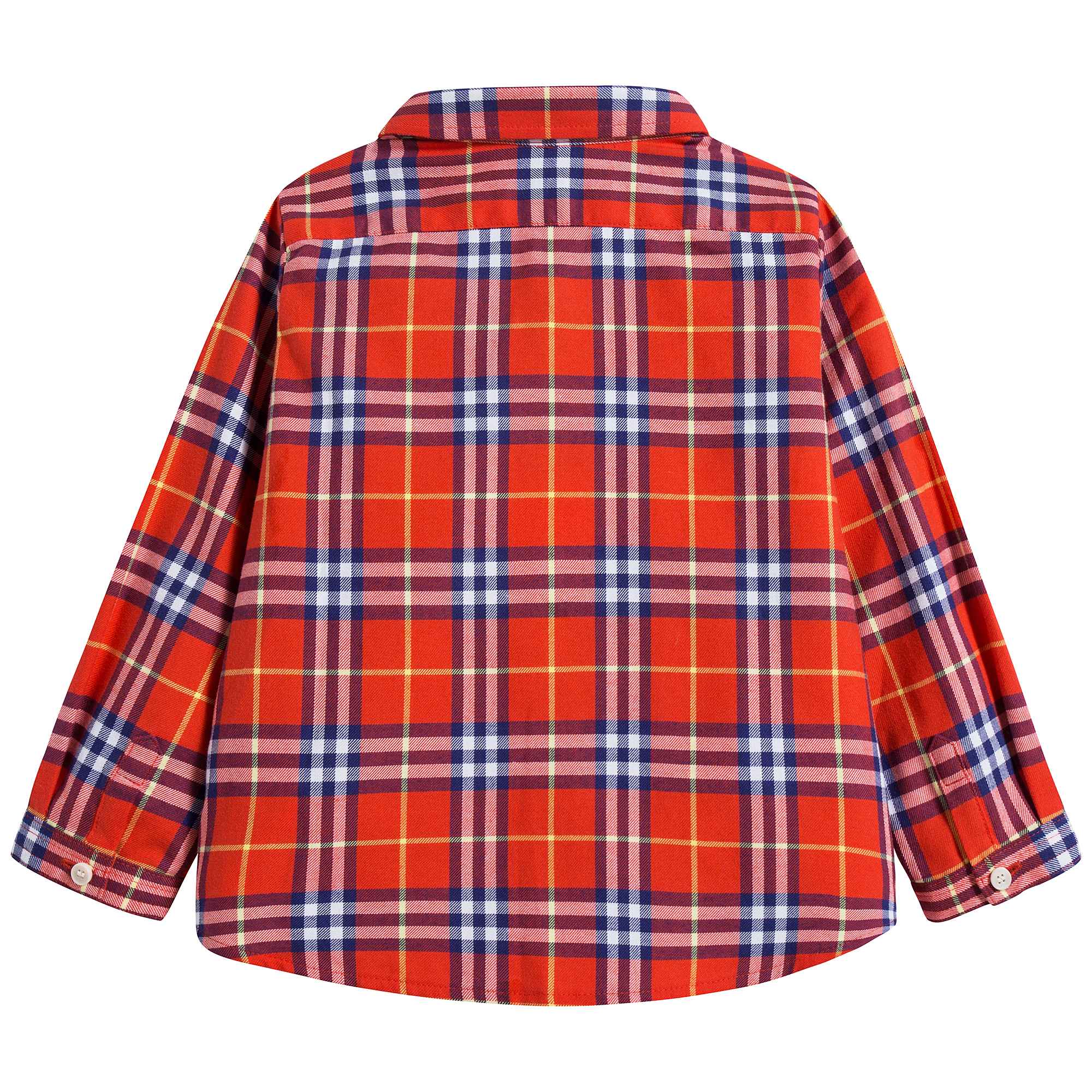 Baby Boys Orange Red Check Cotton Shirt