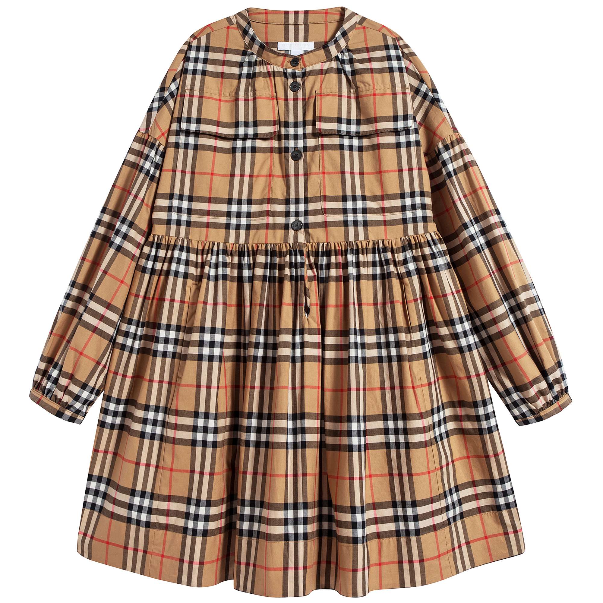 Girls Yellow Check Cotton Dress