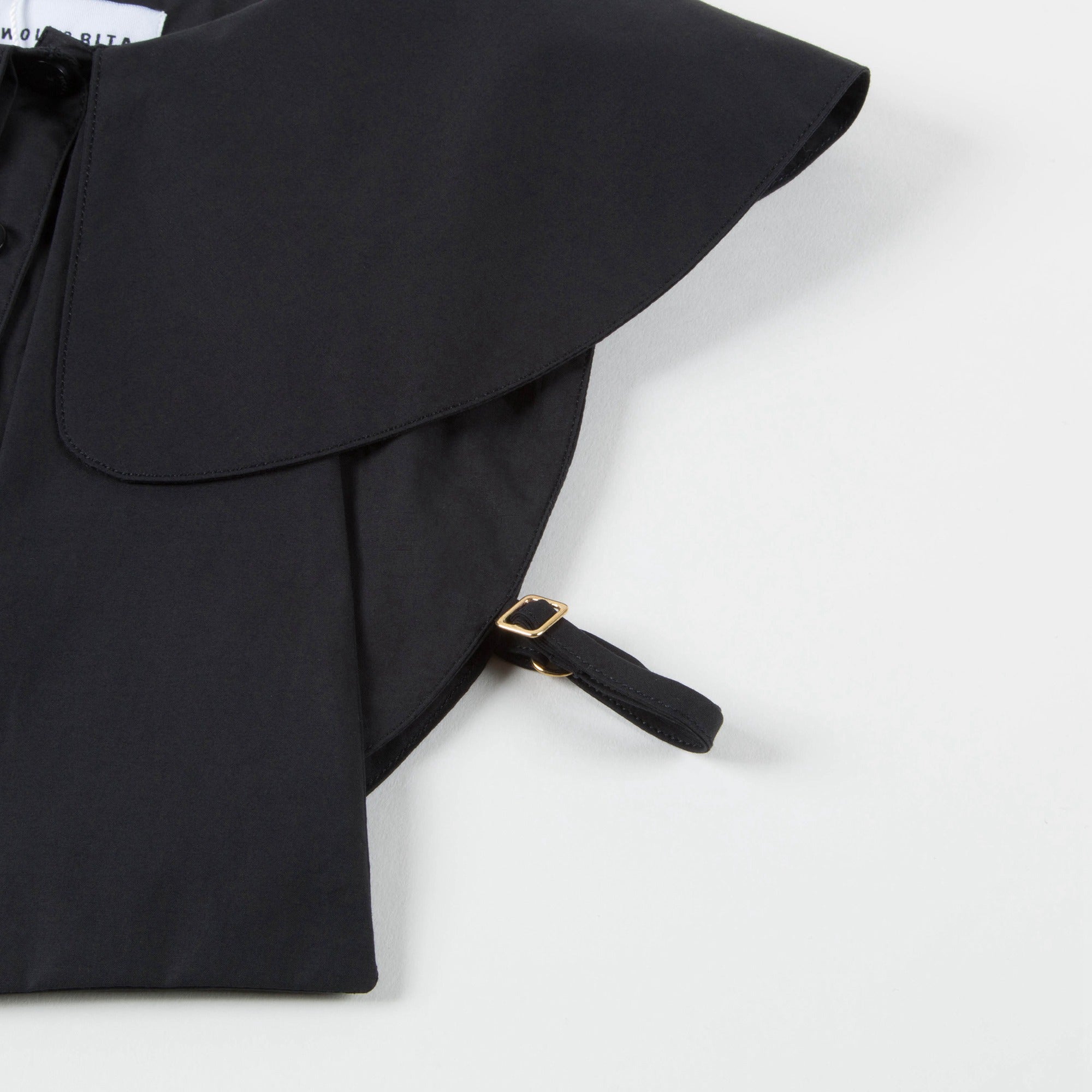 Girls Black Cotton Collar Top