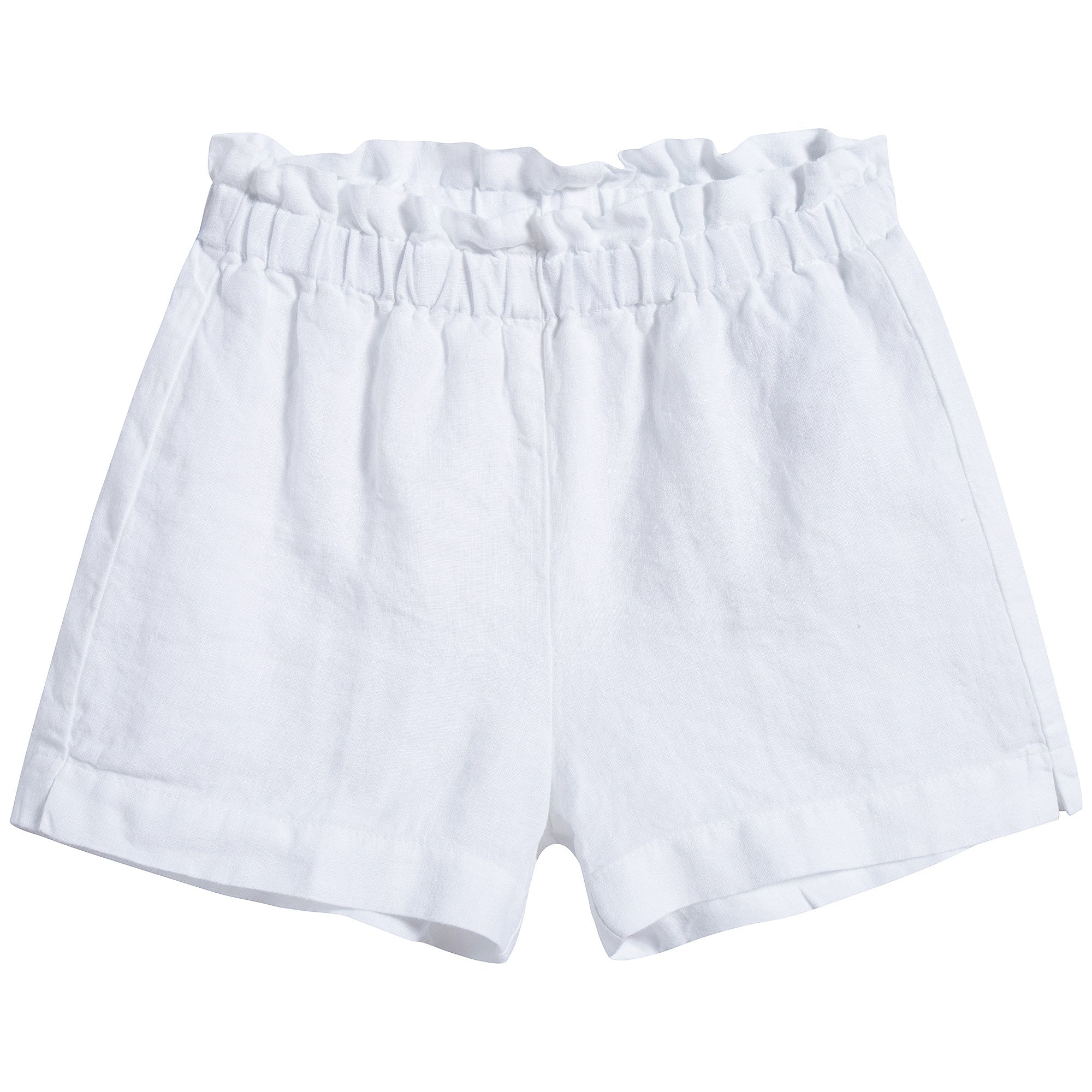 Girls White Linen Shorts