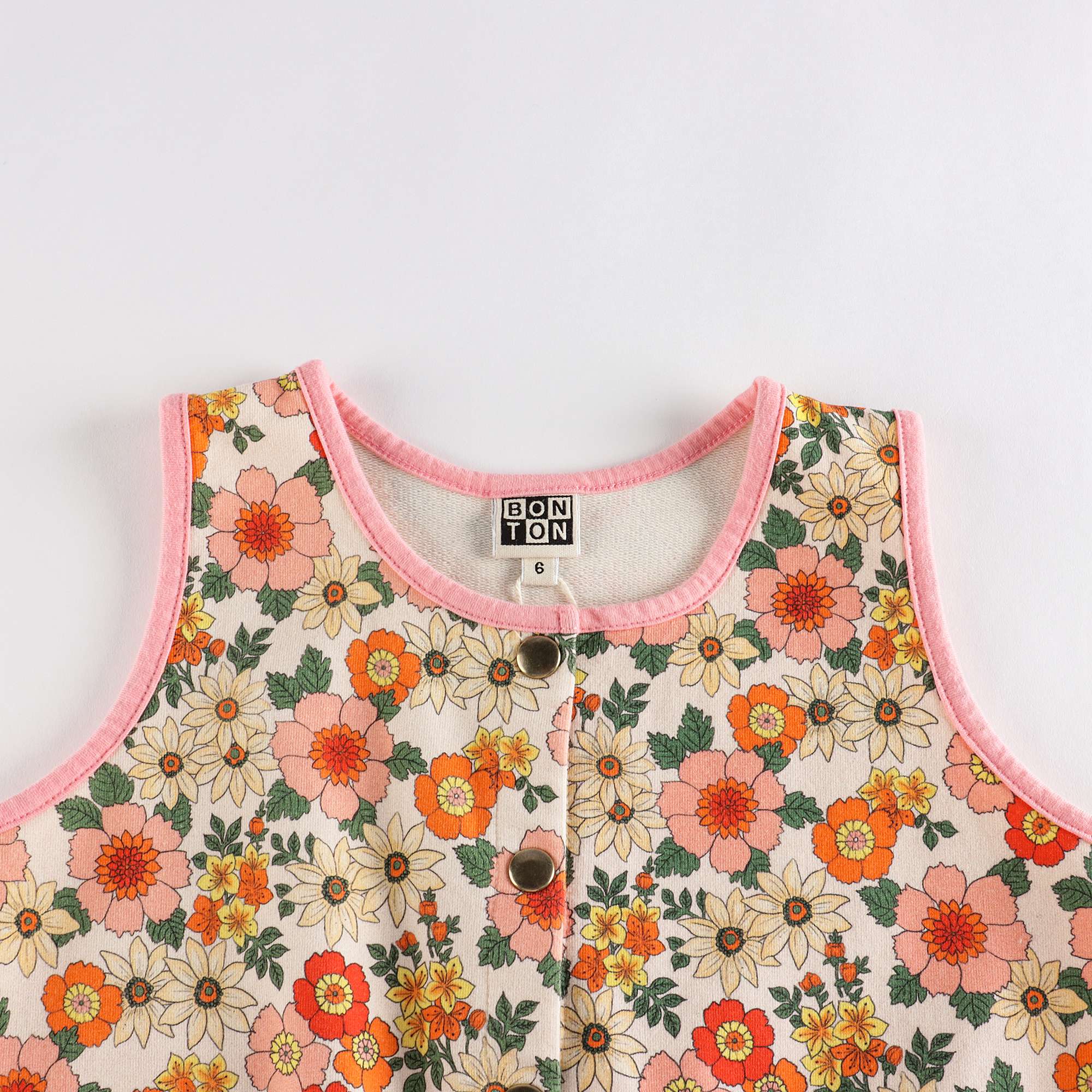 Girls Pink Floral Cotton Jumpsuit