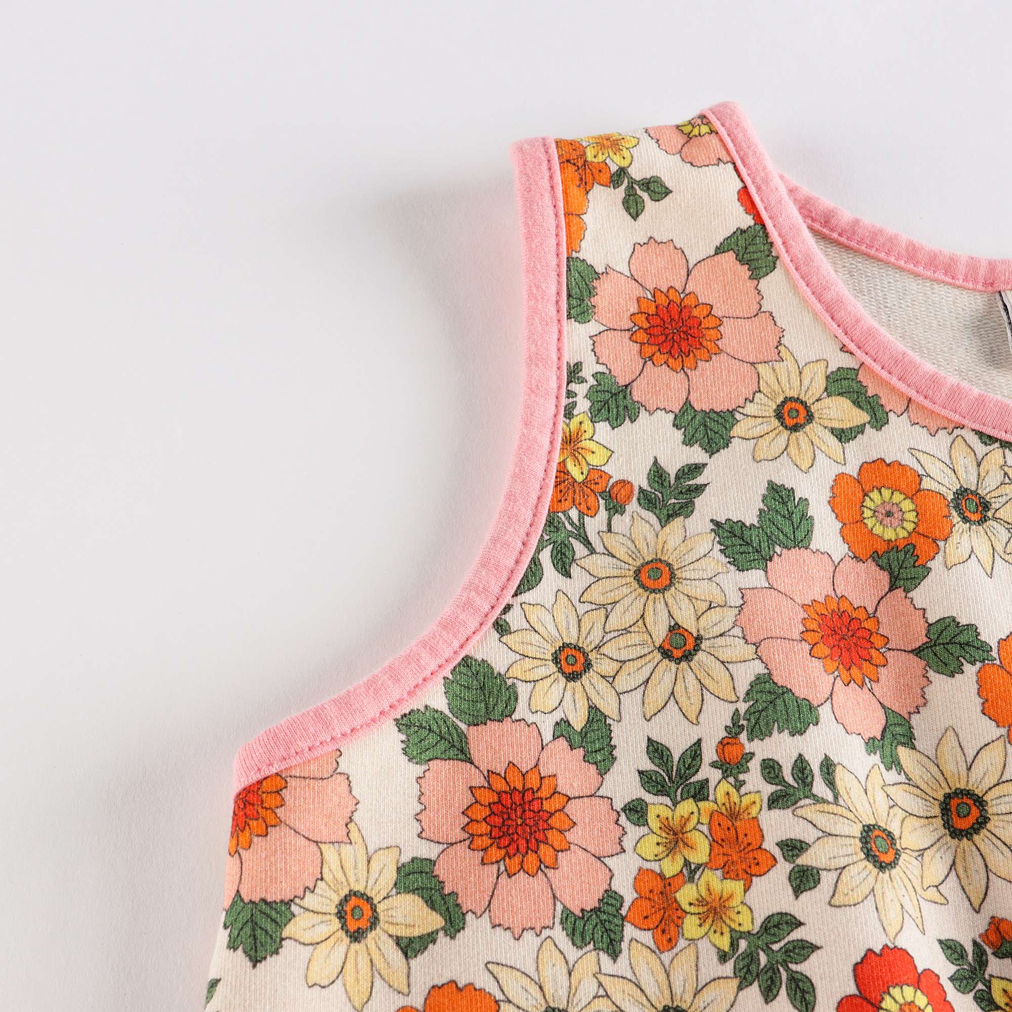 Girls Pink Floral Cotton Jumpsuit