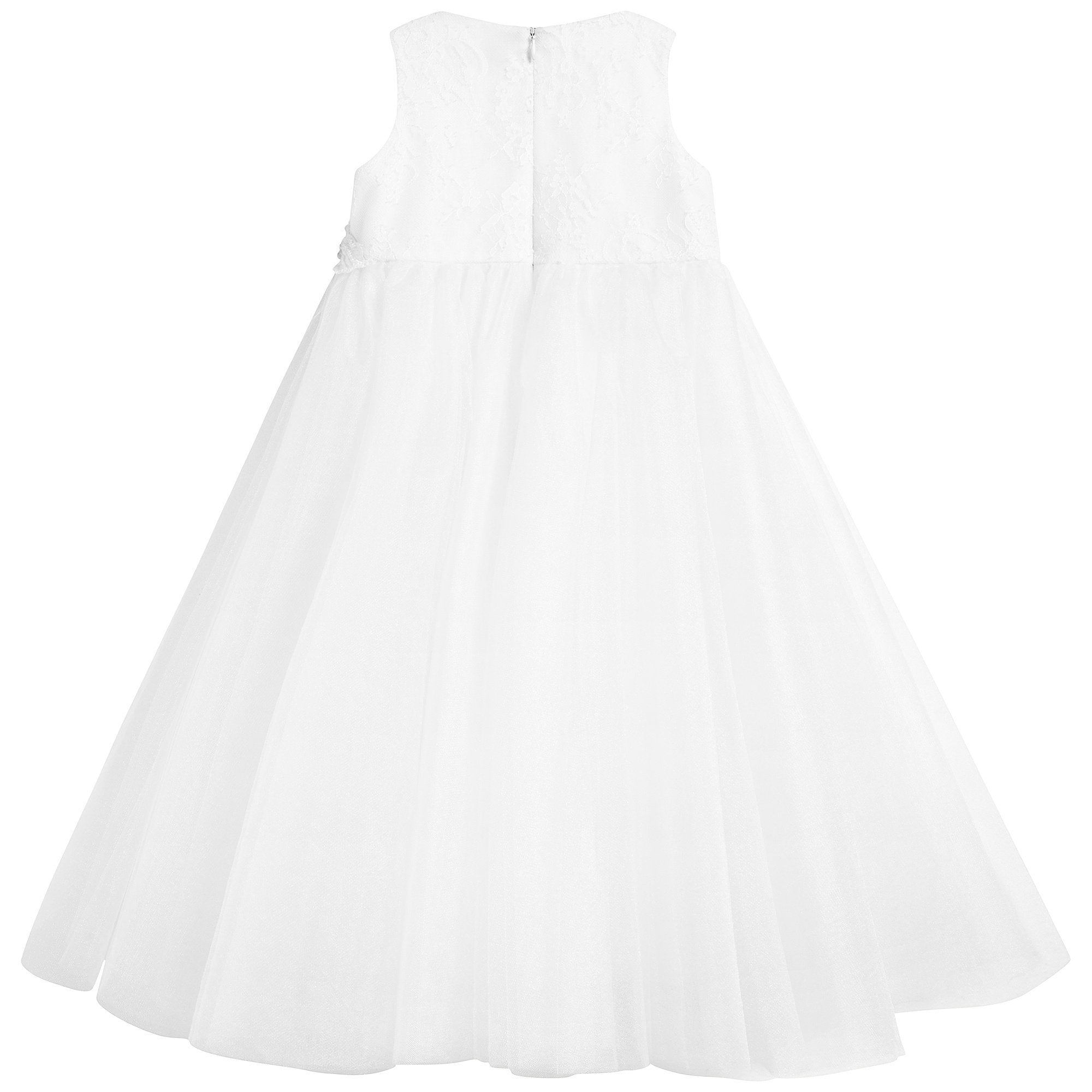 Girls White Embroidered Luxe Dress