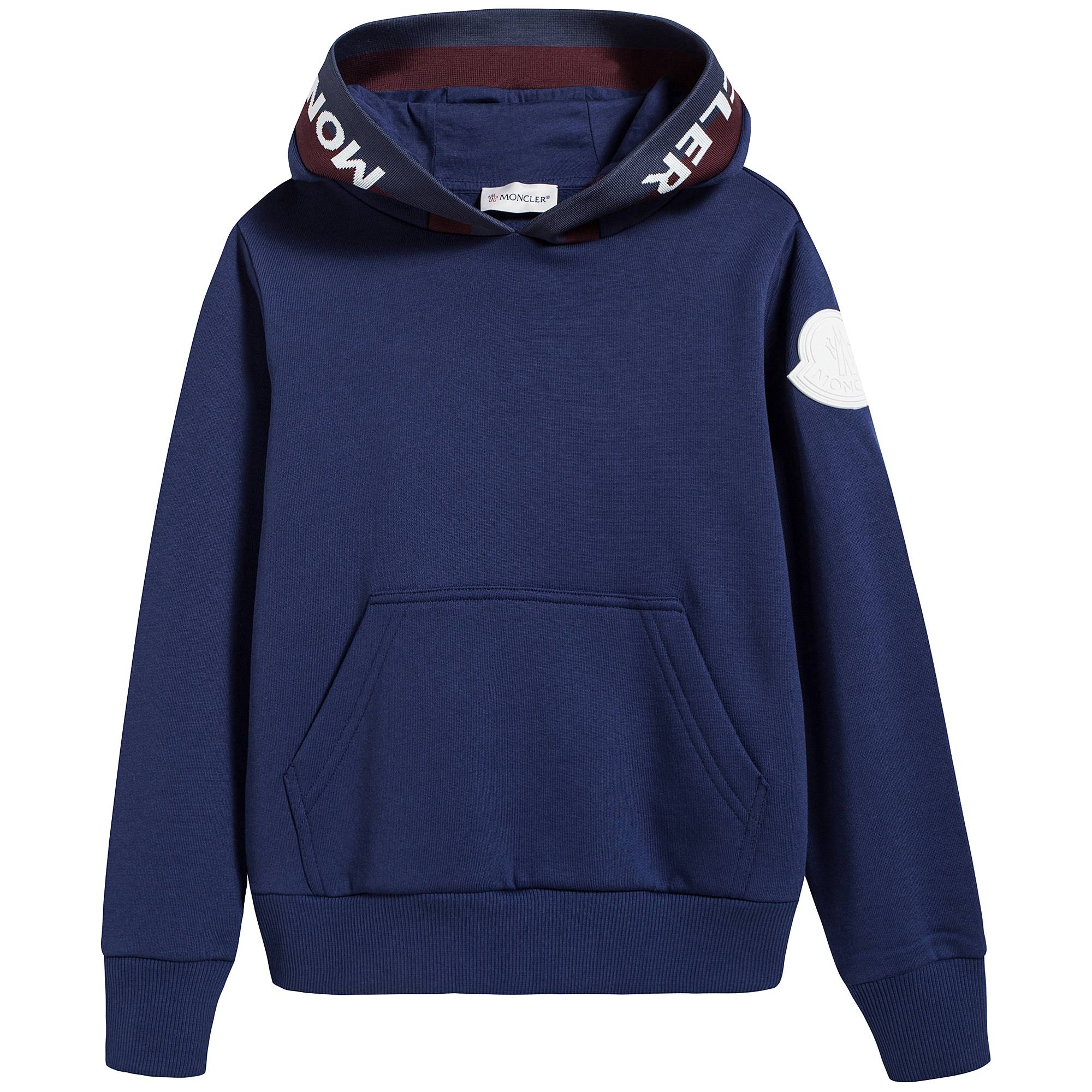 Boys Dark Blue Hooded Cotton Sweatshirt