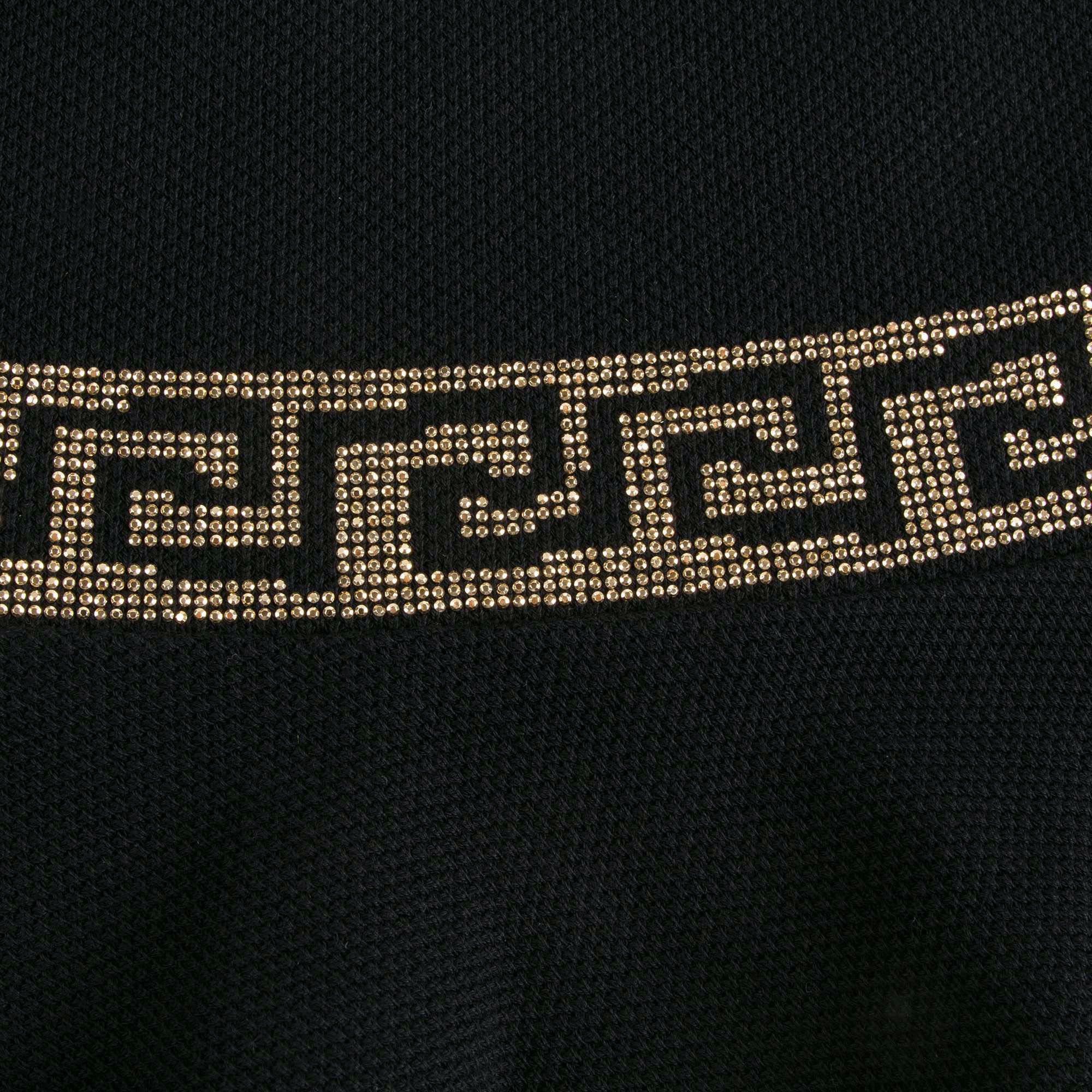 Girls Navy Blue Cotton Dress With Gold Rhinestone Trims