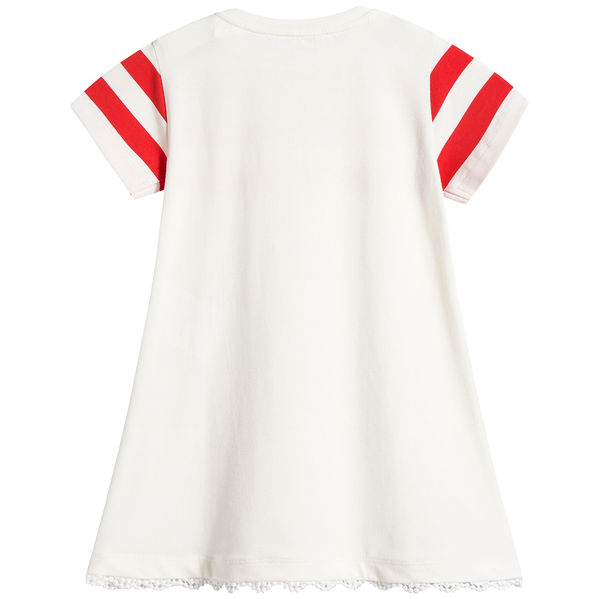 Baby Girls White & Red Stripes T-shirt
