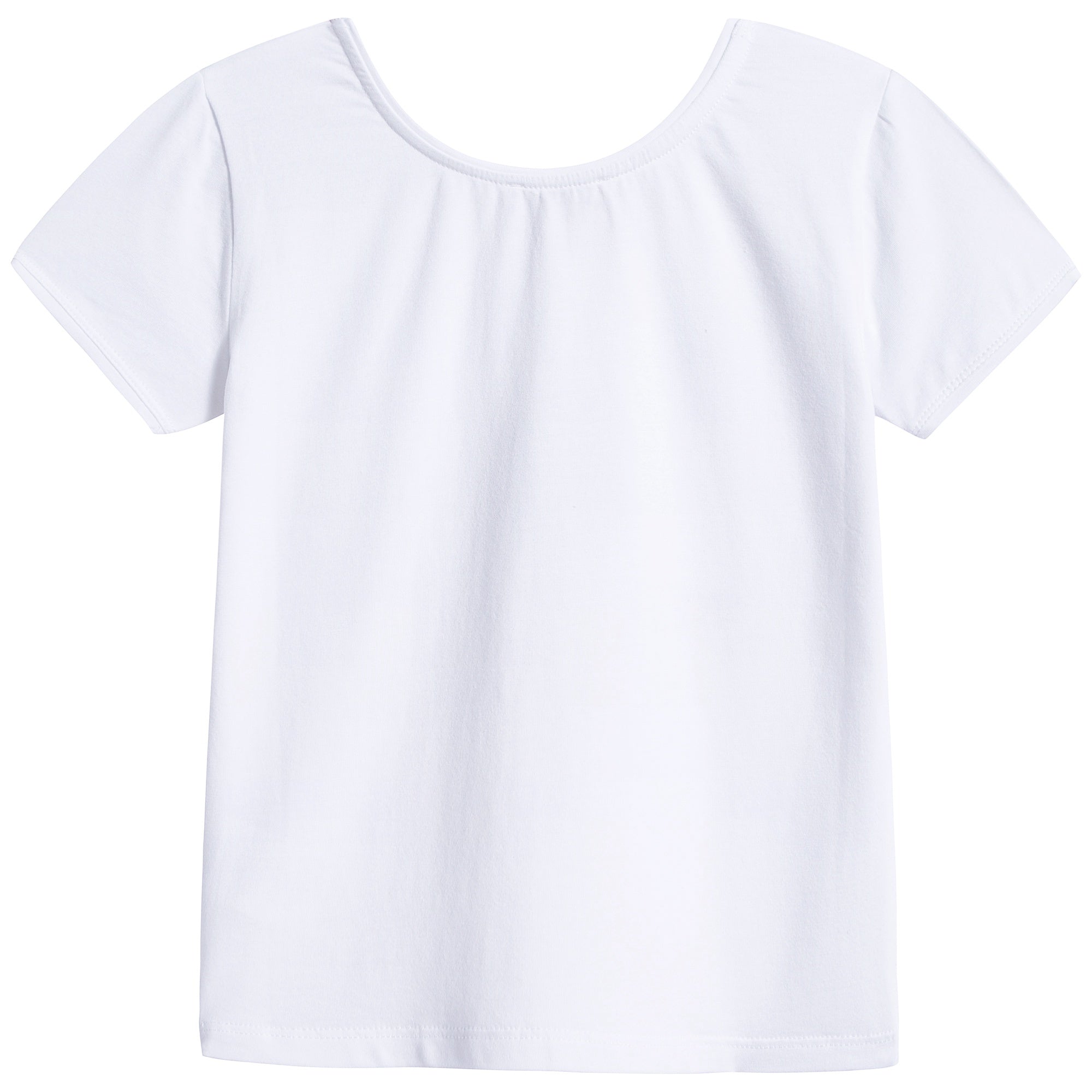 Girls White Printed Cotton T-shirt