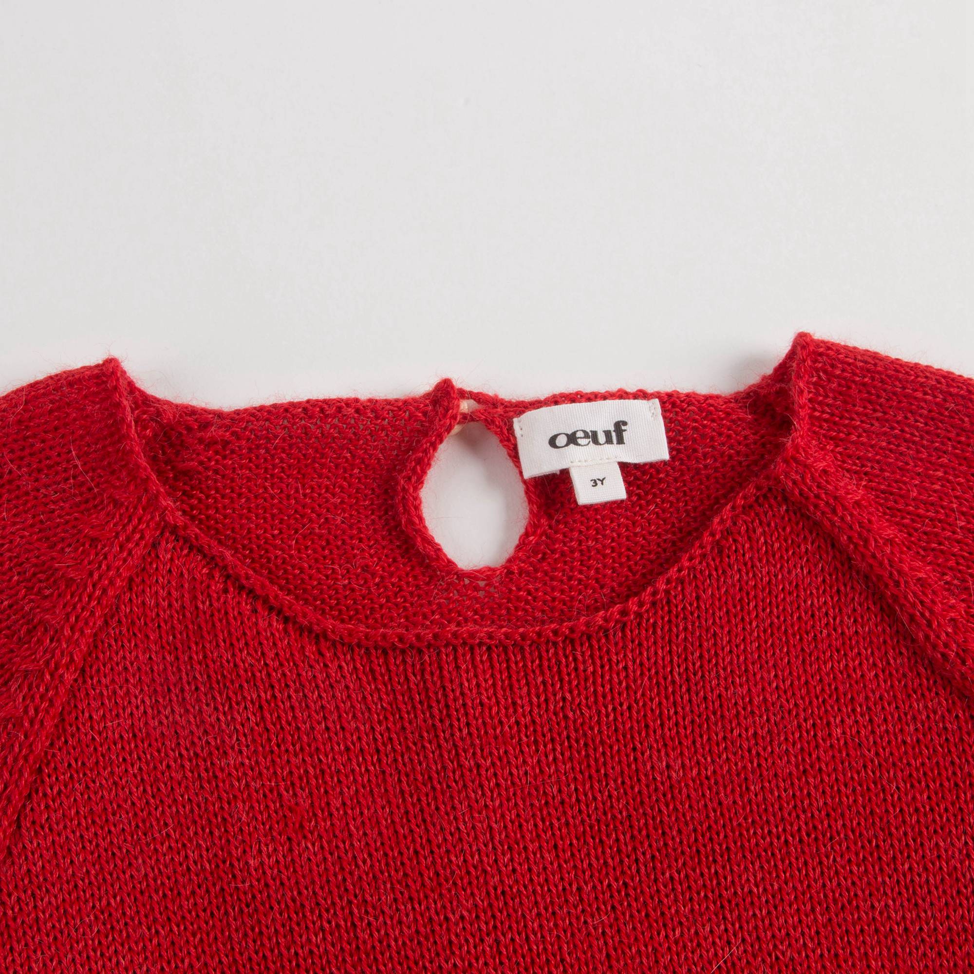 Girls Red Cotton Baby Alpaca Sweater