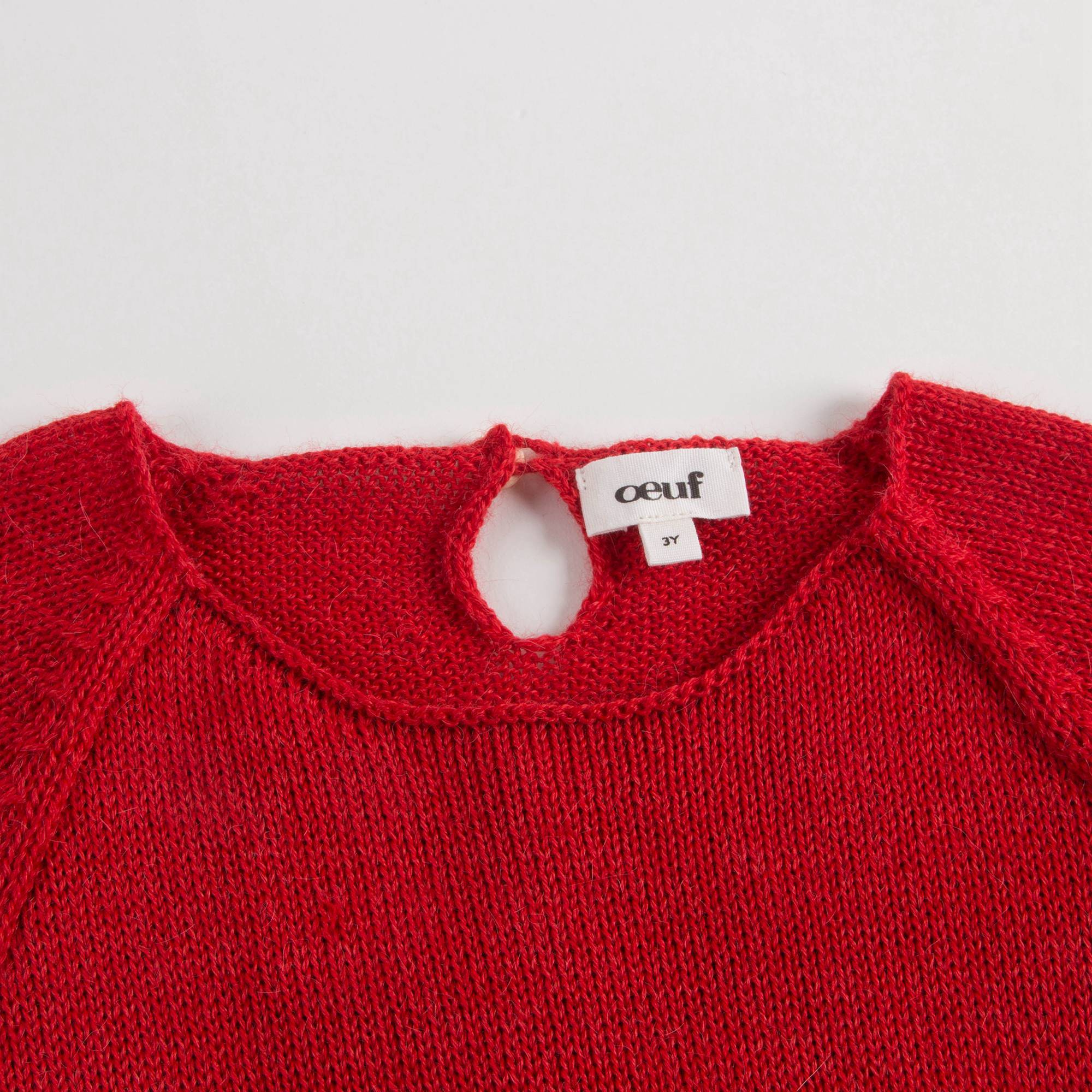 Girls Red Cotton Baby Alpaca Sweater