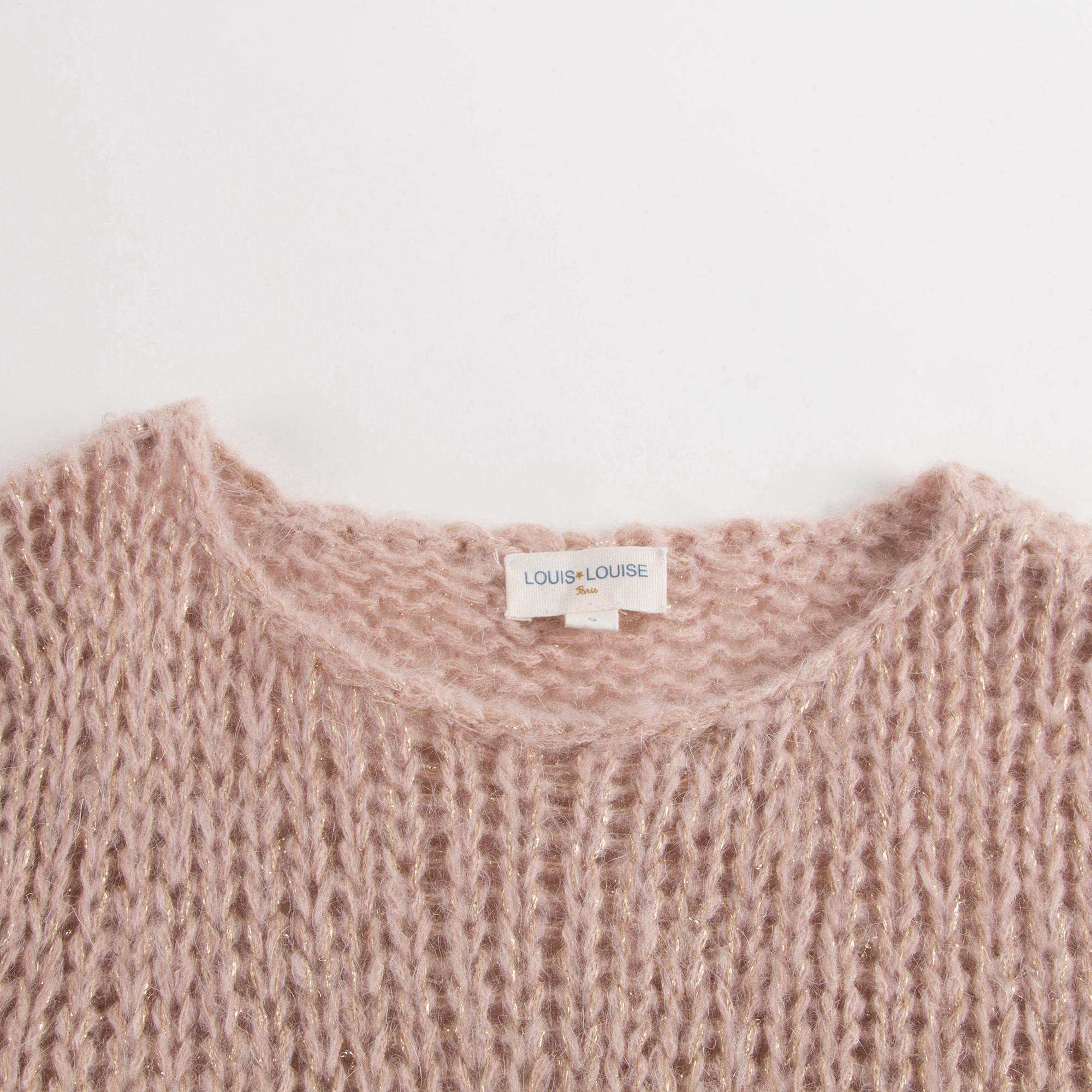 Girls Pink Mohair Gold Lurex Sweater