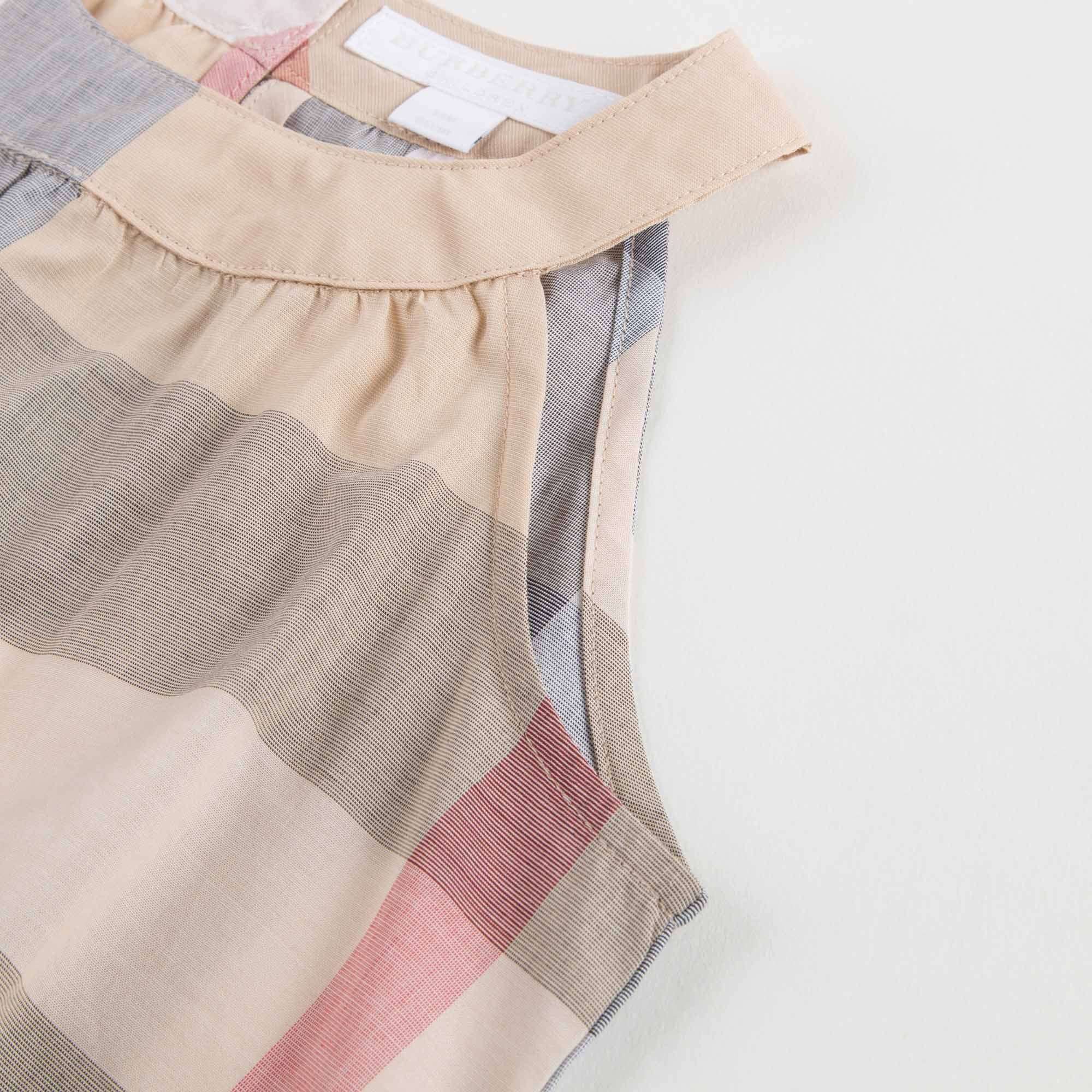 Baby Girls Beige Check Sleeveless Top