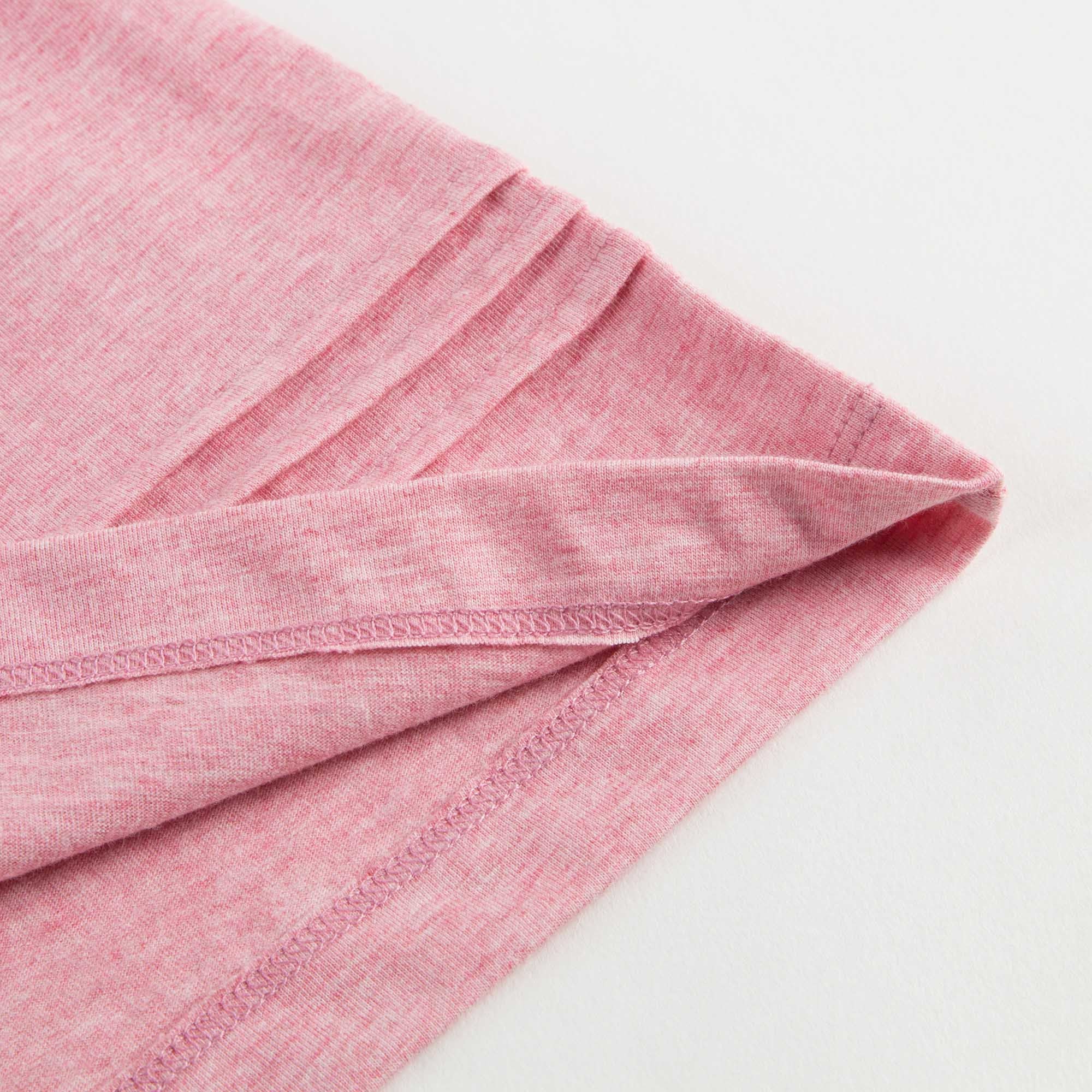 Girls Pink T-Shirt with Check Trim