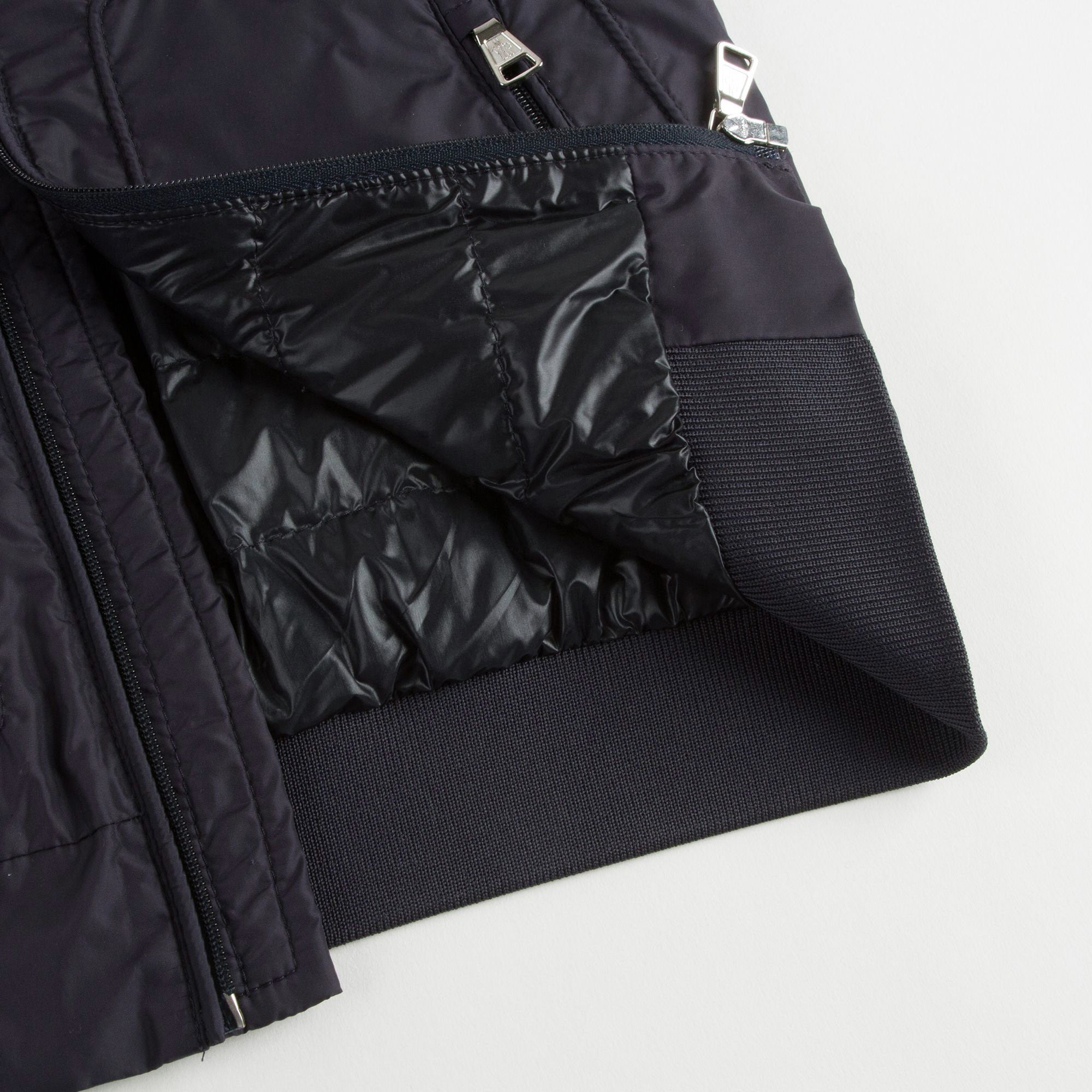 Boys Navy Blue Ribbed Cuffs 'Ferdinand' Jacket With Black Zipper