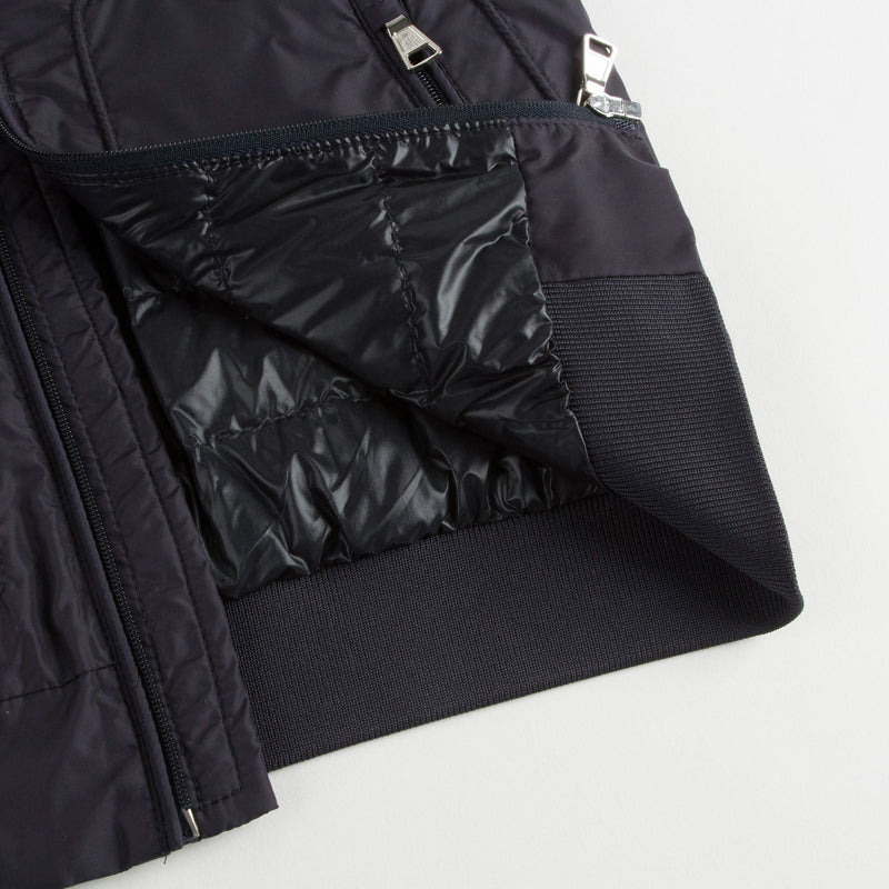 Boys Navy Blue Ribbed Cuffs 'Ferdinand' Jacket With Black Zipper