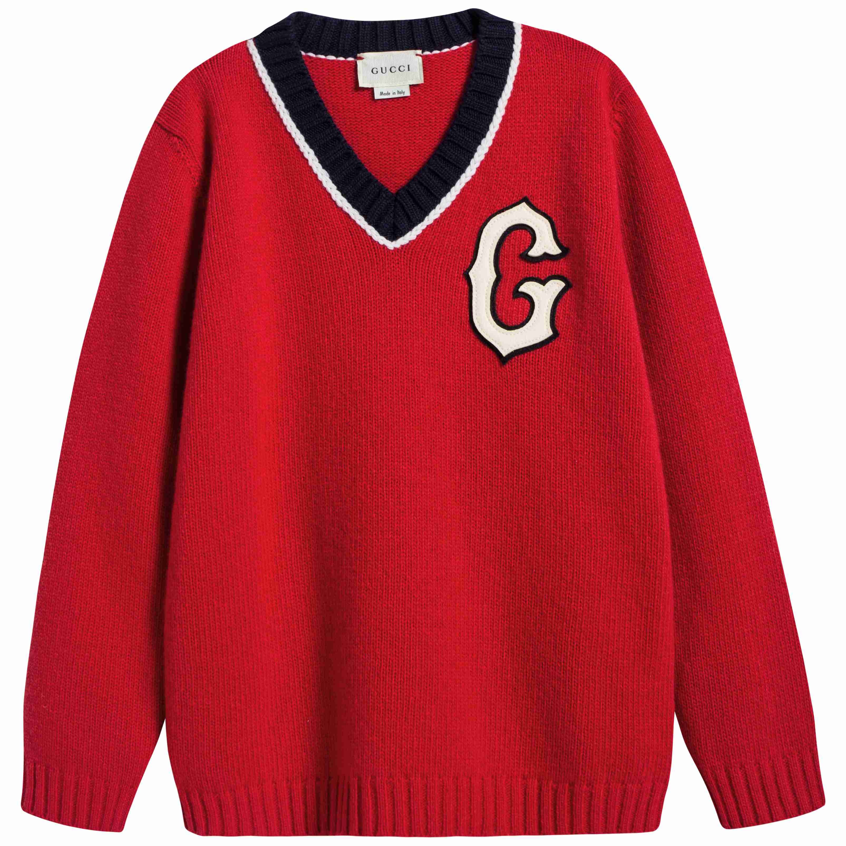 Boys Red V-neck Wool Sweater