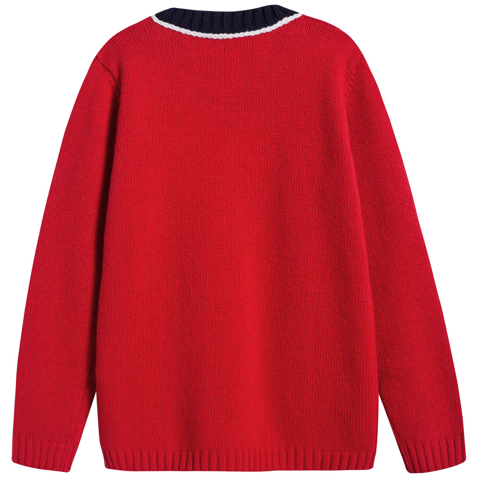 Boys Red V-neck Wool Sweater