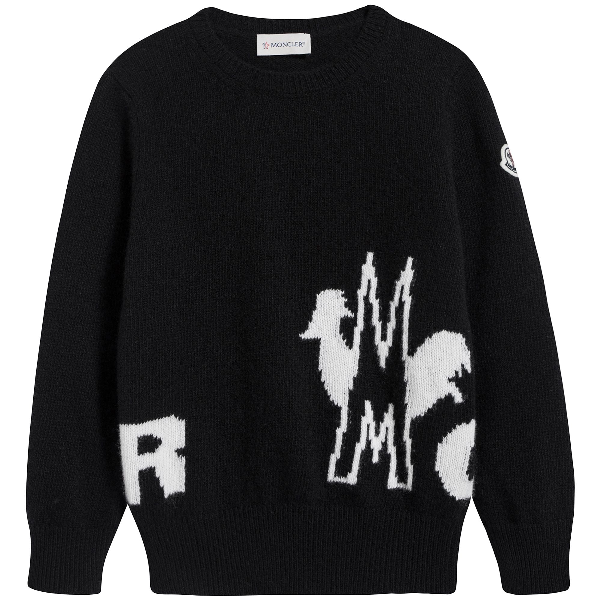 Boys & Girls Black Logo Wool Sweater