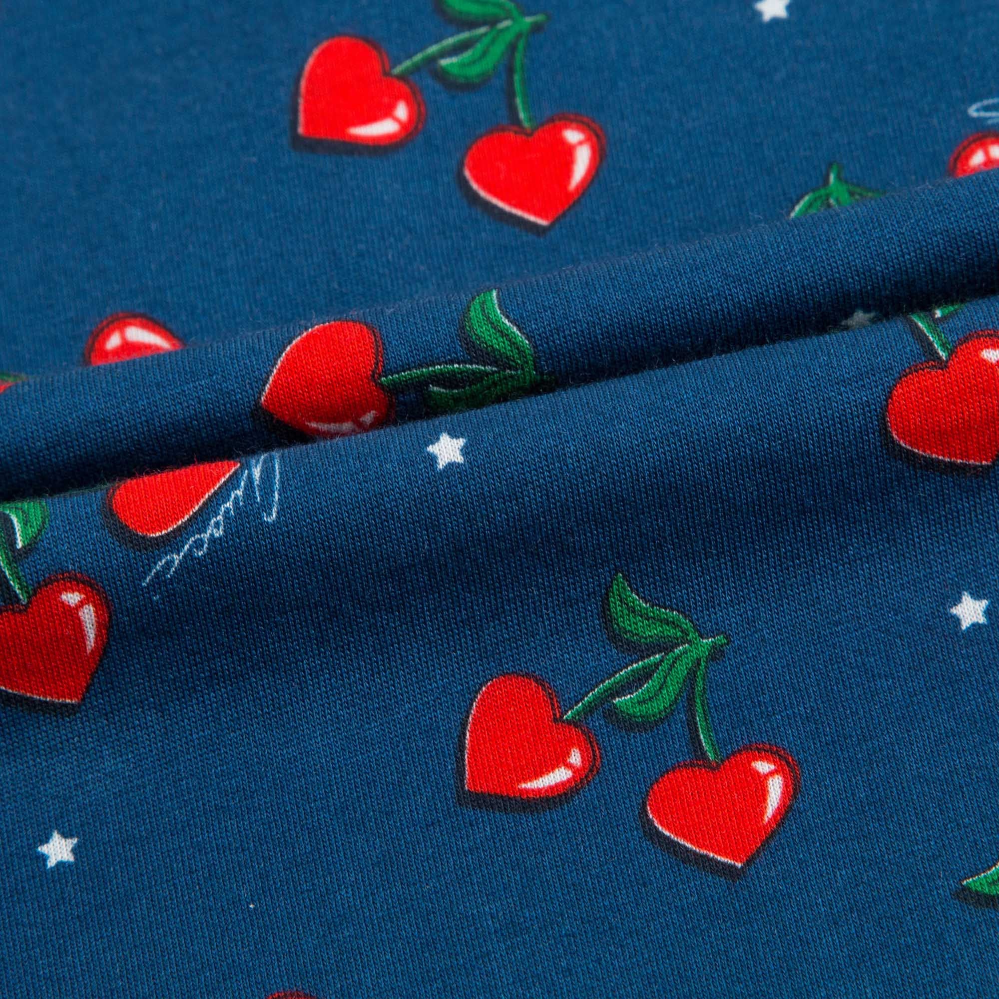 Baby Girls Navy Blue Heart Cherry Top