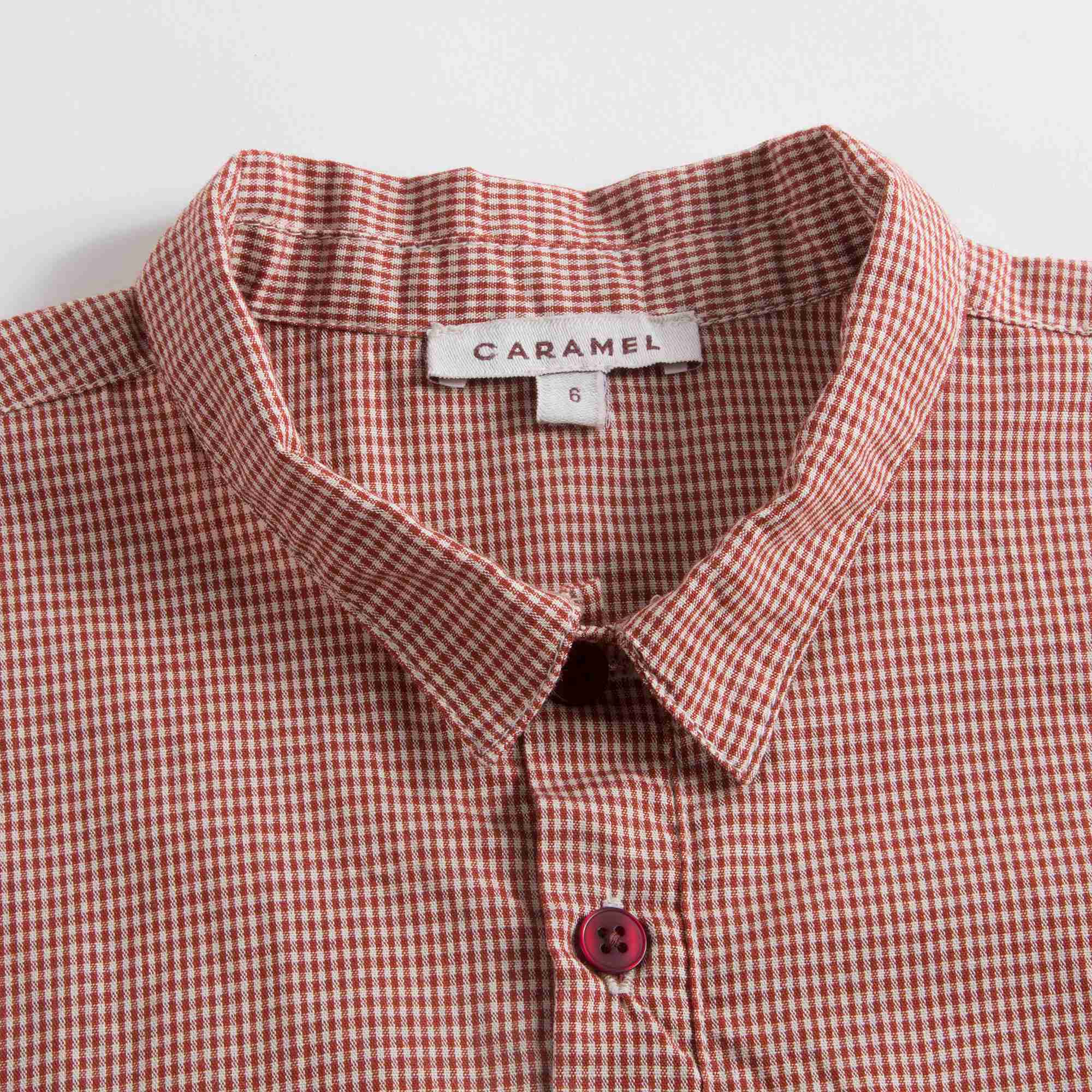 Girls Red Micro Check Cotton Blouse