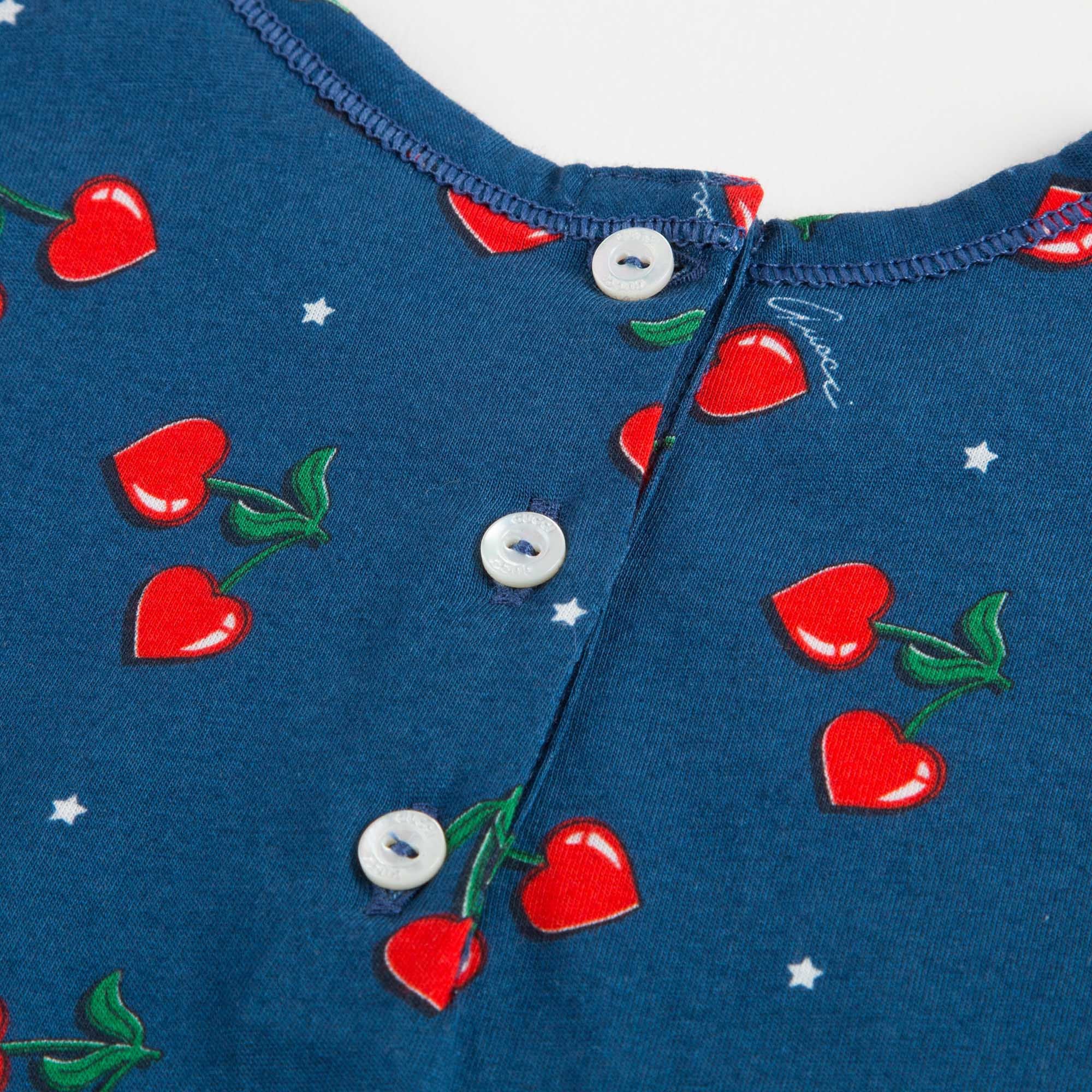 Baby Girls Navy Blue Heart Cherry Top