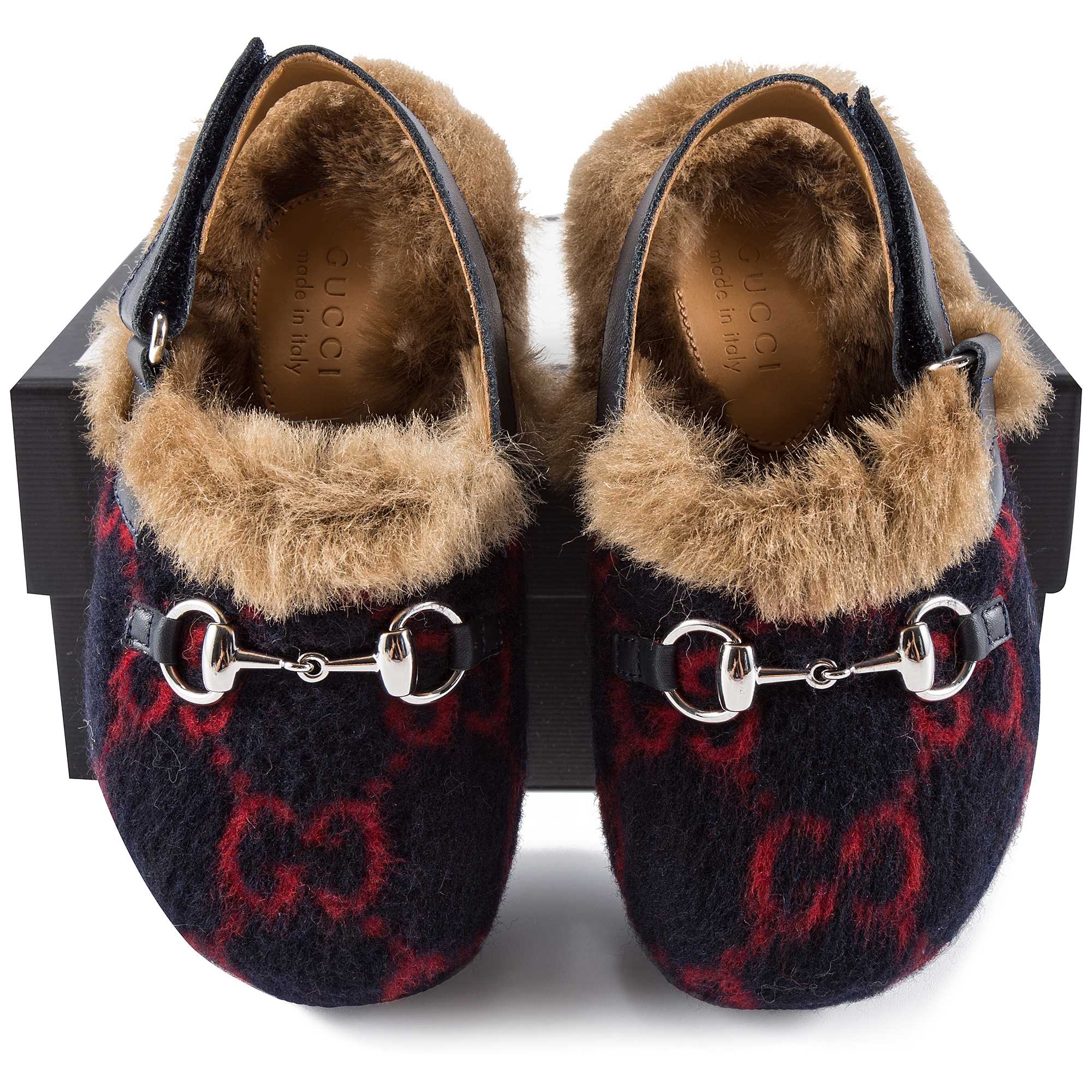 Baby Girls Blue GG Faux Fur Shoes