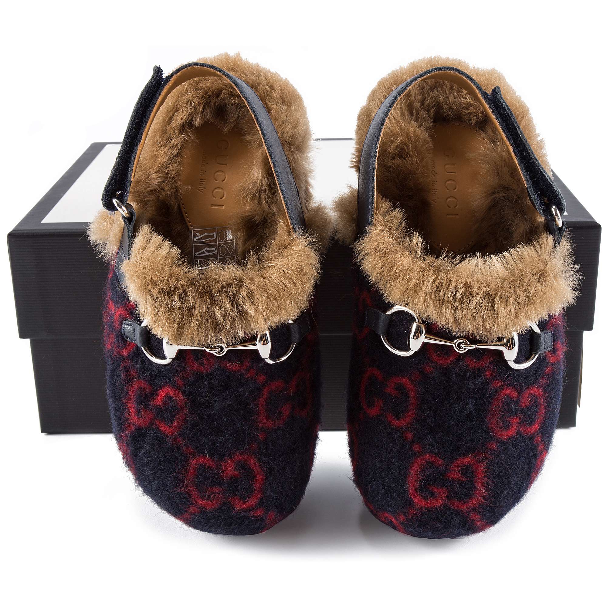 Girls Blue GG Faux Fur Shoes