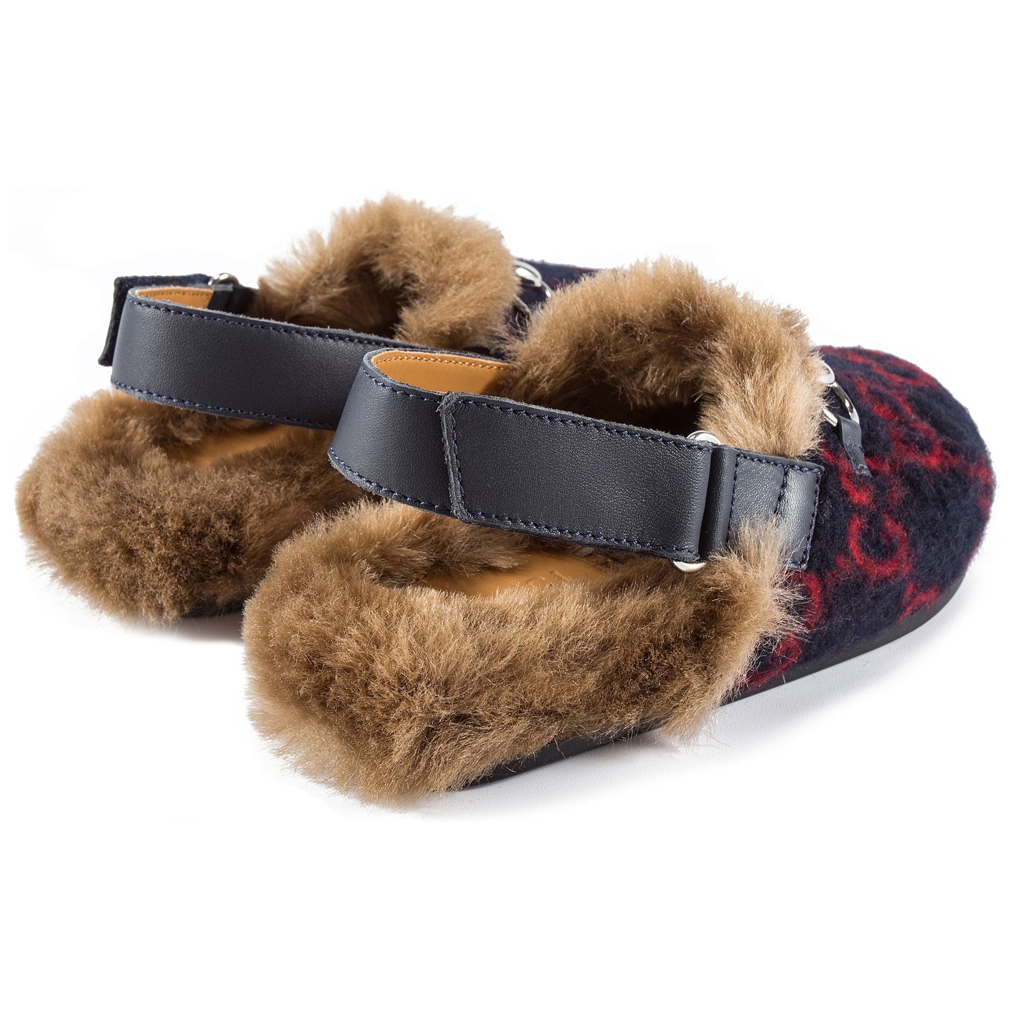 Girls Blue GG Faux Fur Shoes