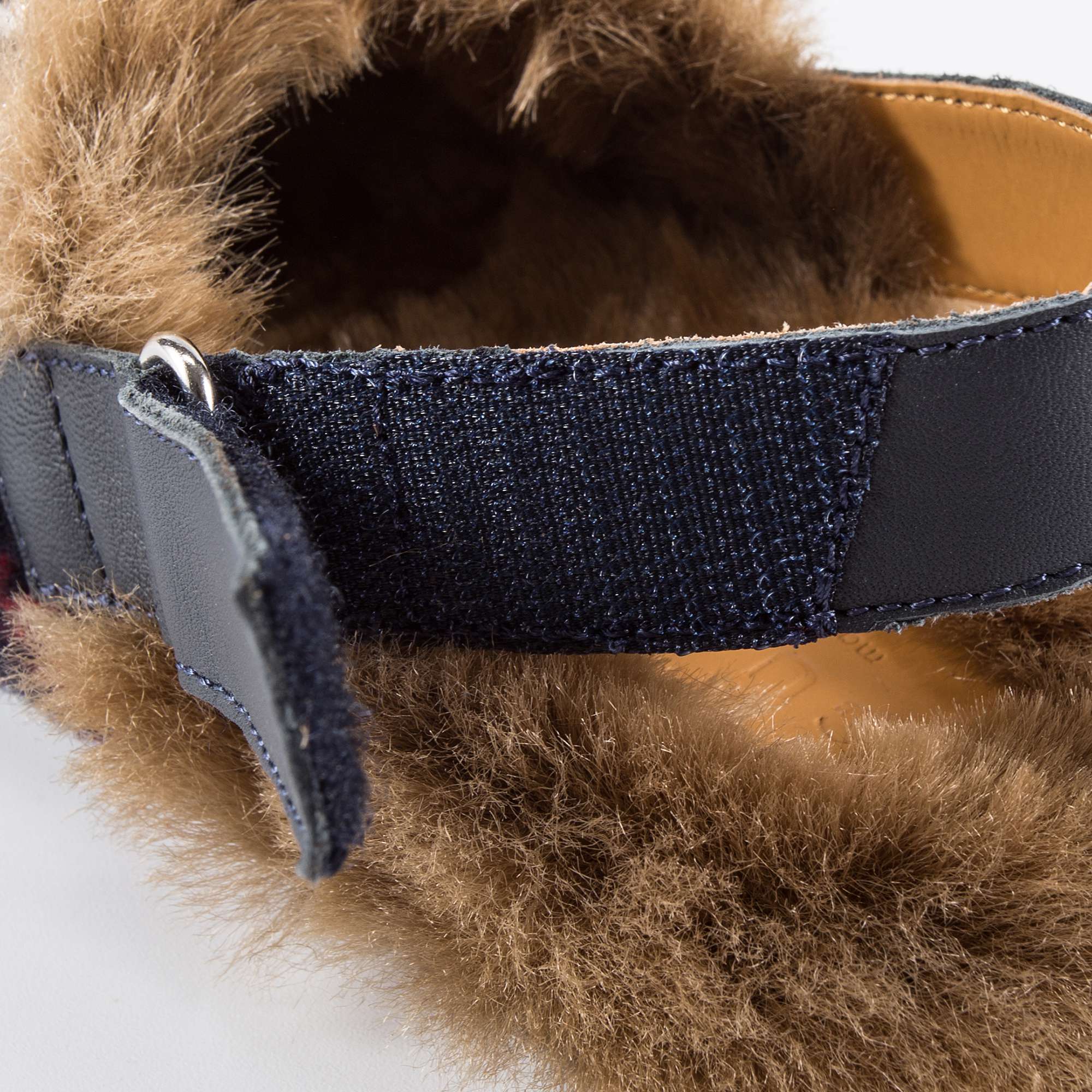 Girls Blue GG Faux Fur Shoes