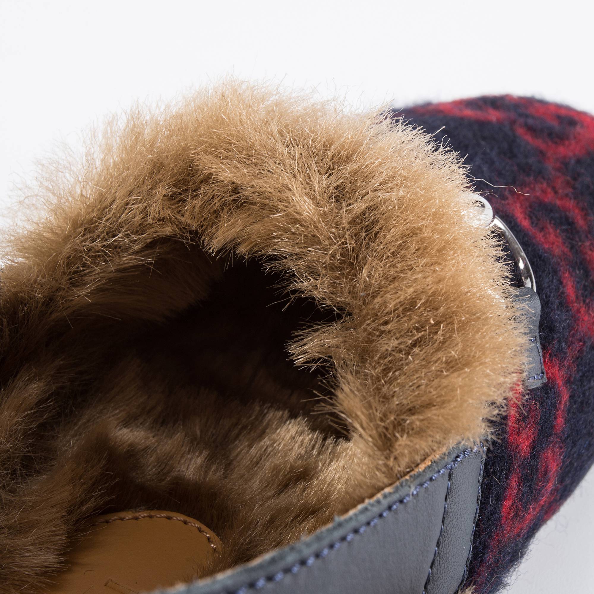Girls Blue GG Faux Fur Shoes