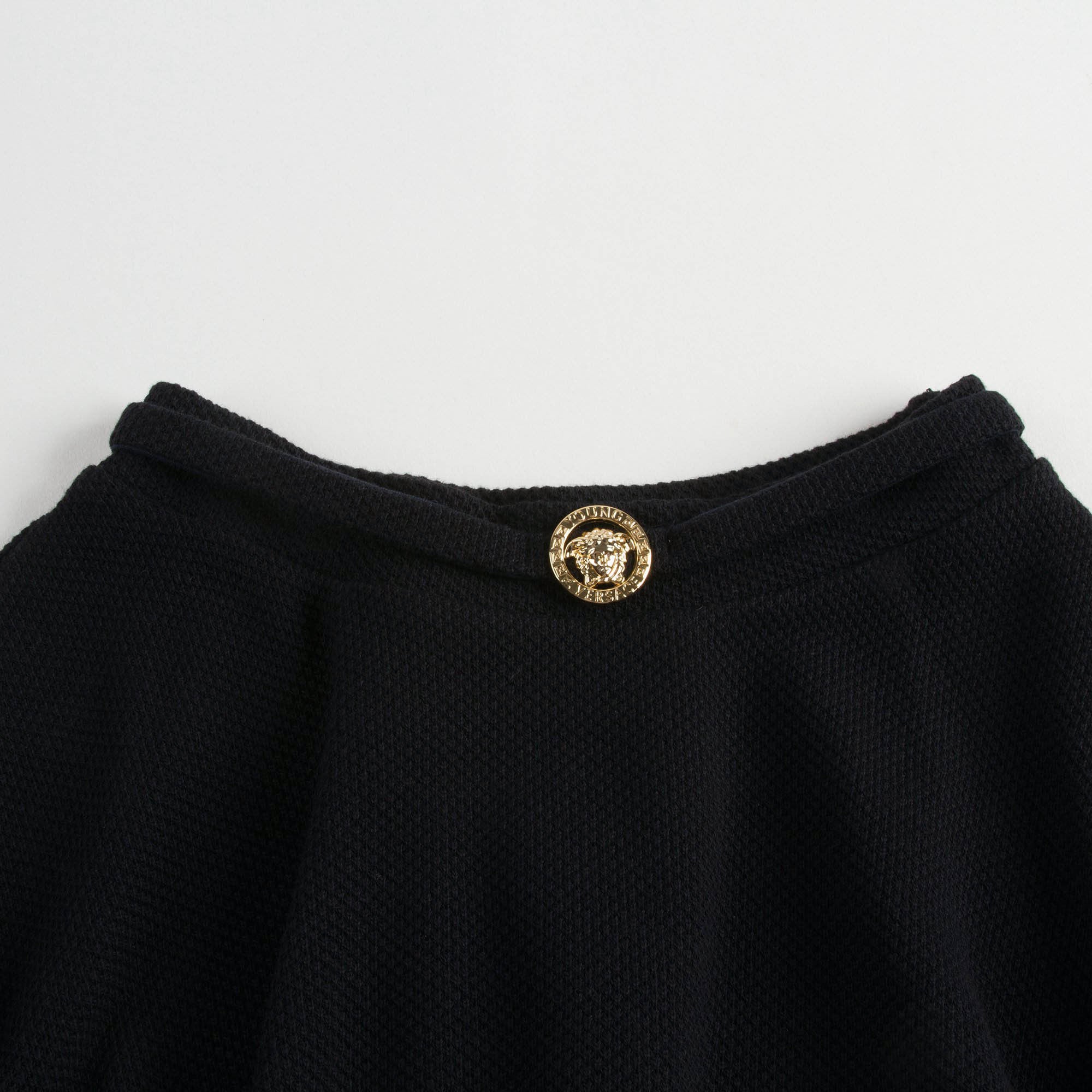 Girls Navy Blue Cotton Skirt With Metal Logo