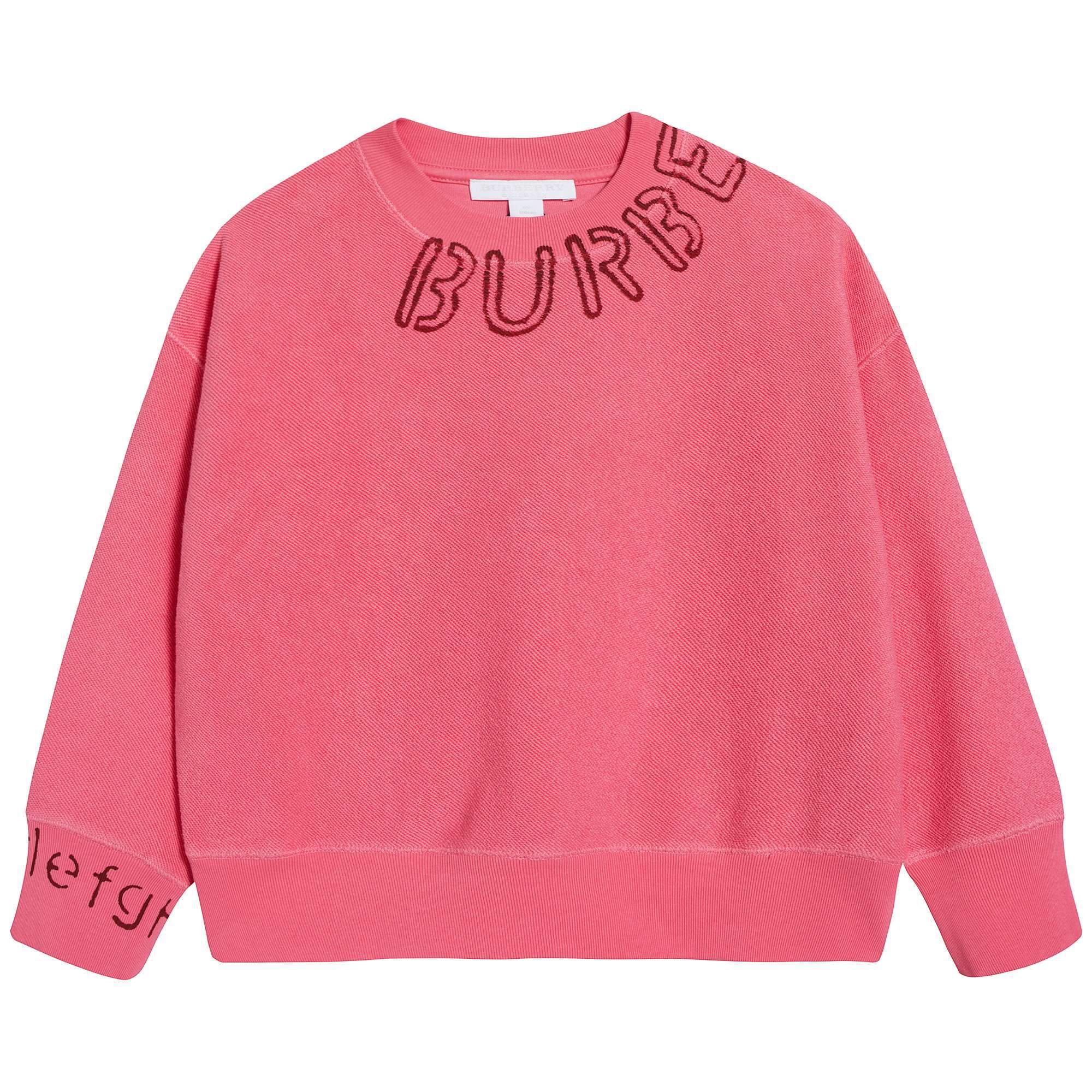 Girls Bright Pink Cotton Sweatshirt