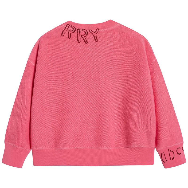 Girls Bright Pink Cotton Sweatshirt