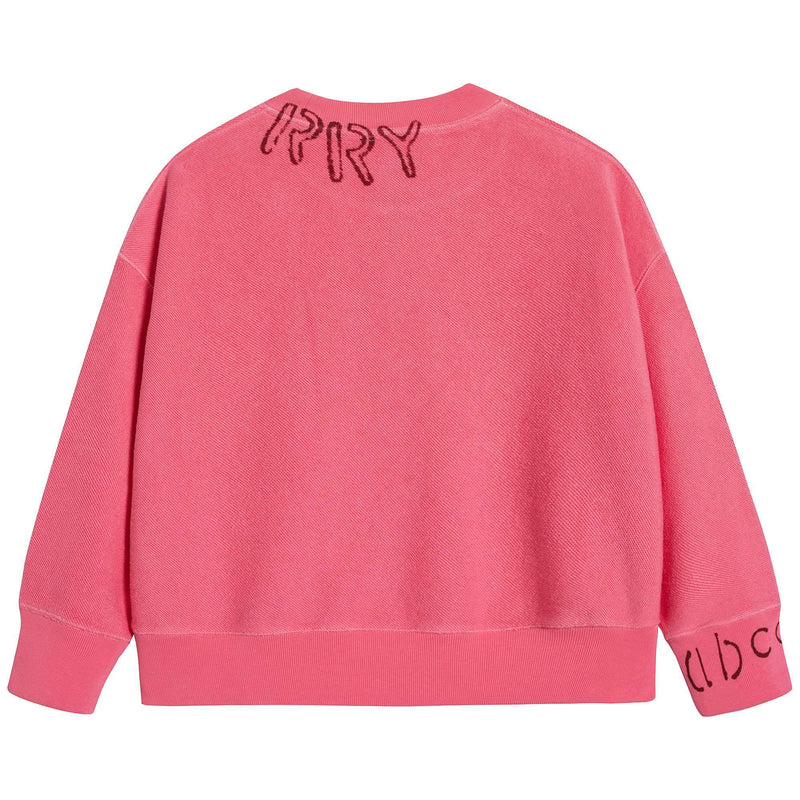 Girls Bright Pink Cotton Sweatshirt