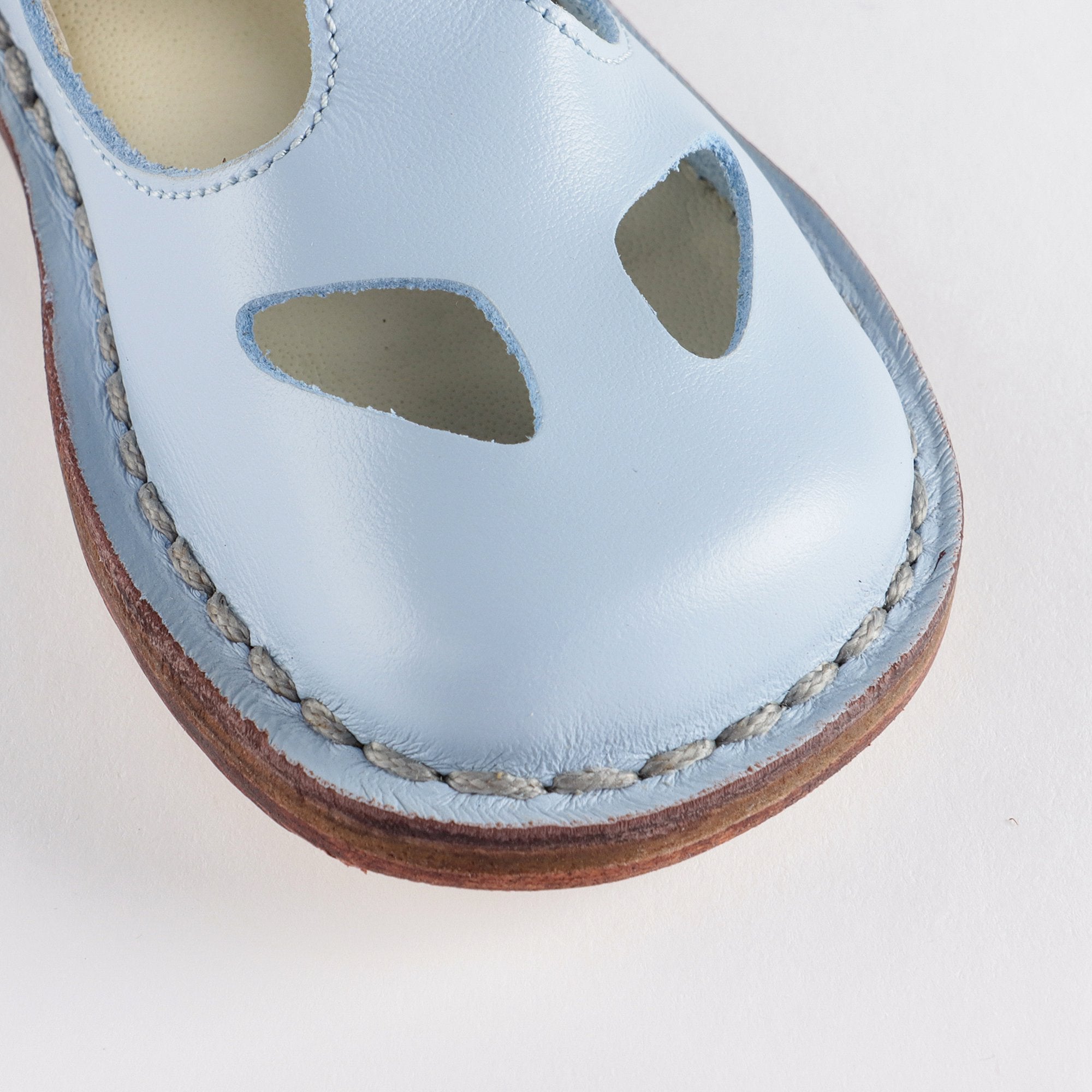Girls Light Blue Leather Shoes