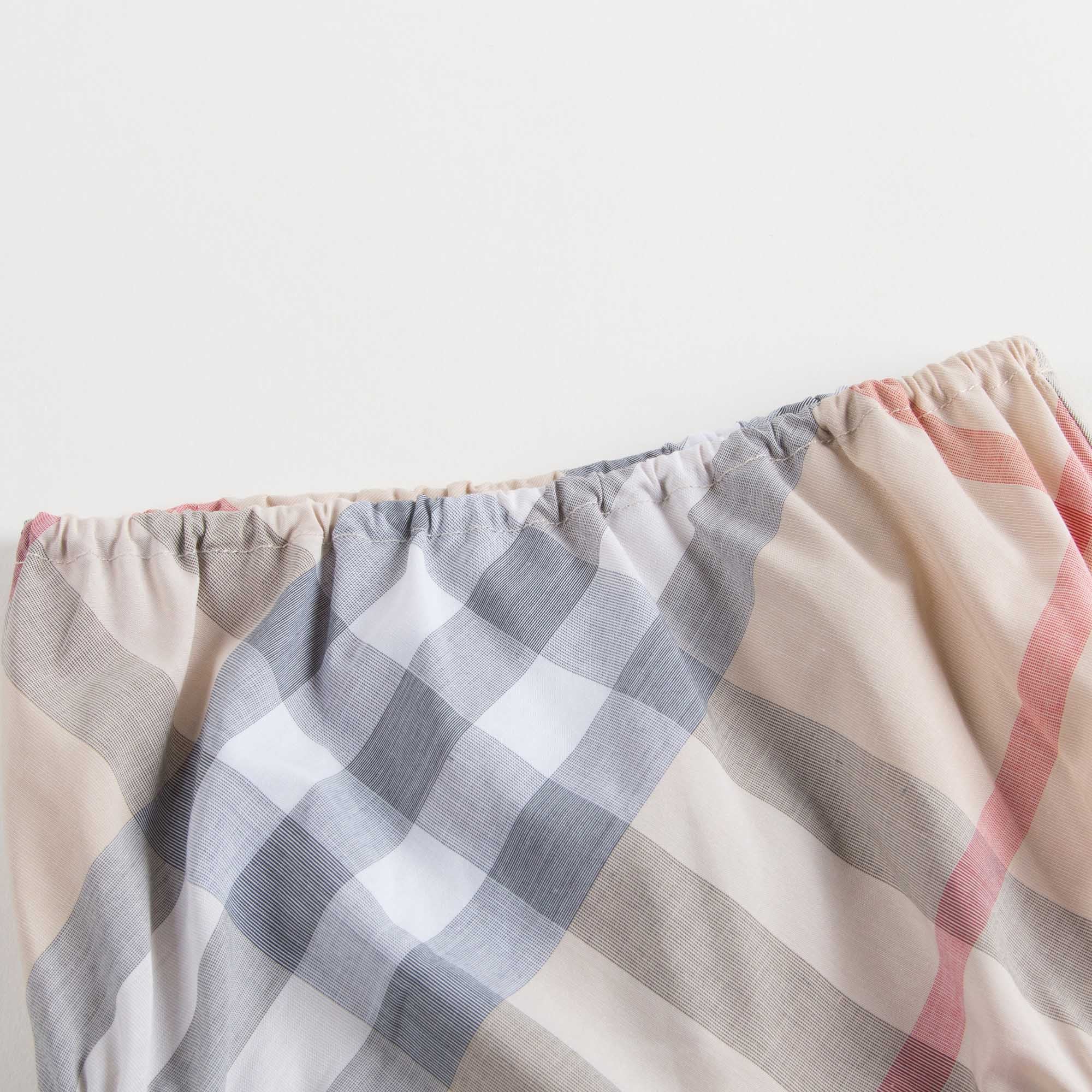 Baby Girls Beige Check Dress With Collar