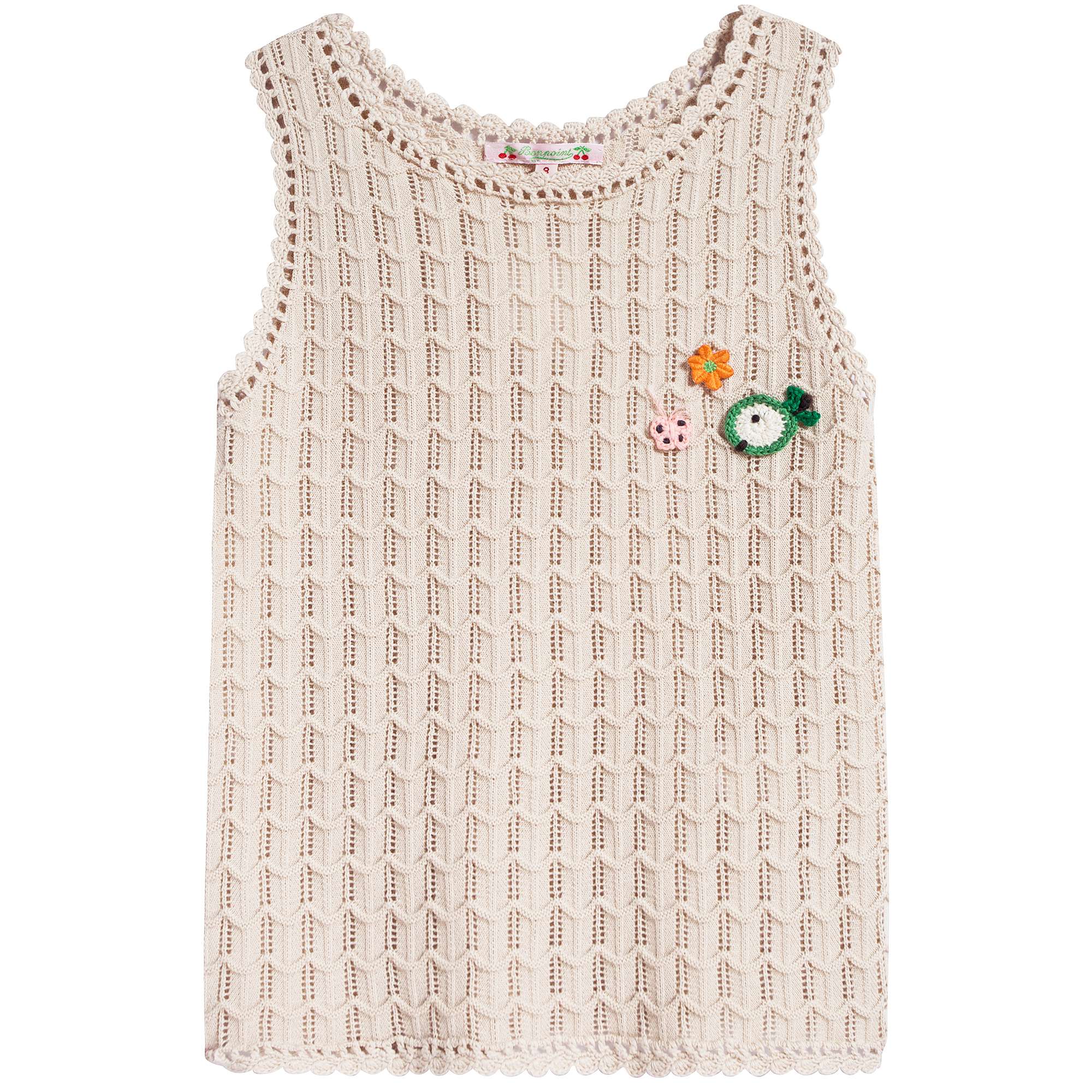 女童米白色针织马甲