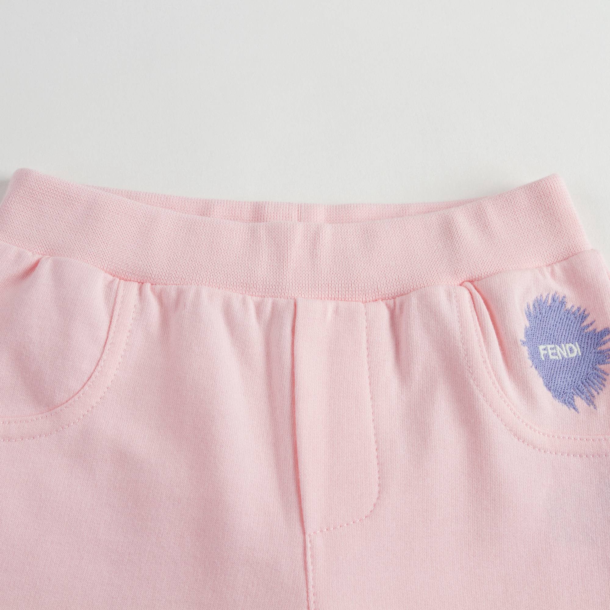 Baby Girls Pink Cotton Trousers With Brand Logo Print