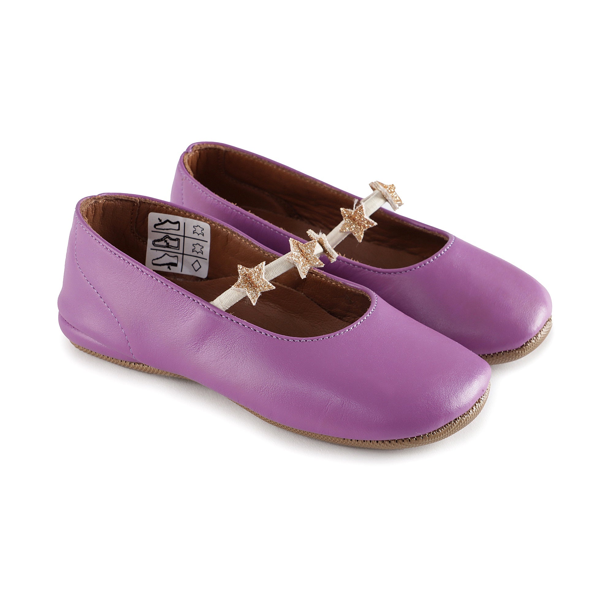 Girls Purple Stars Leather Shoes