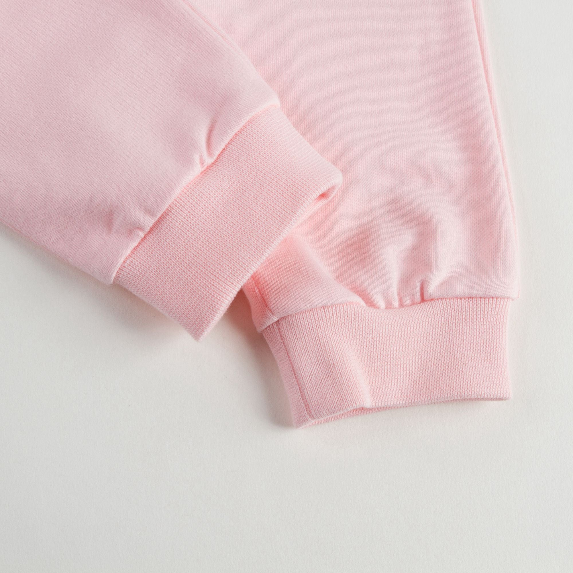 Baby Girls Pink Cotton Trousers With Brand Logo Print