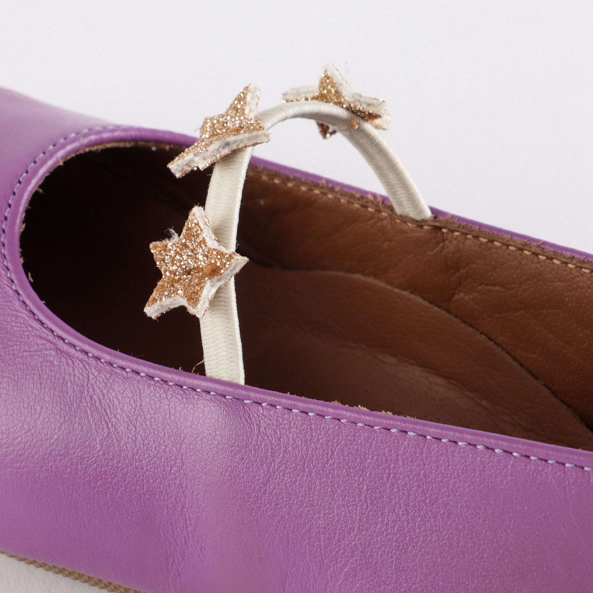 Girls Purple Stars Leather Shoes