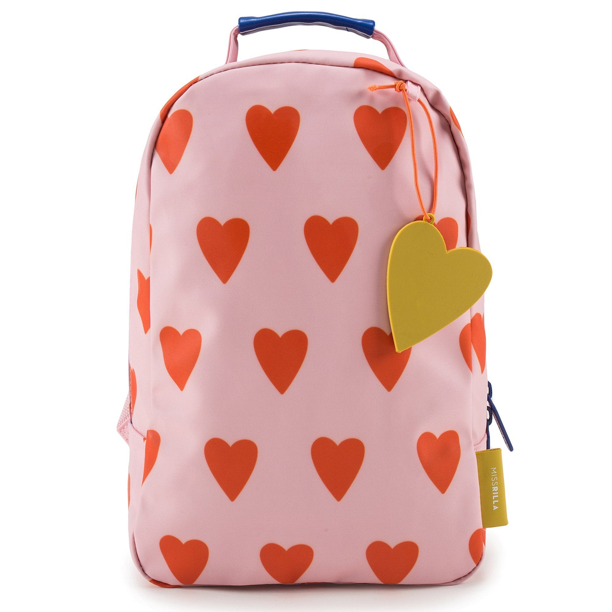 Girls Soft Pink & Orange Mini Hearts Backpack（20 x 10 x 30 cm）