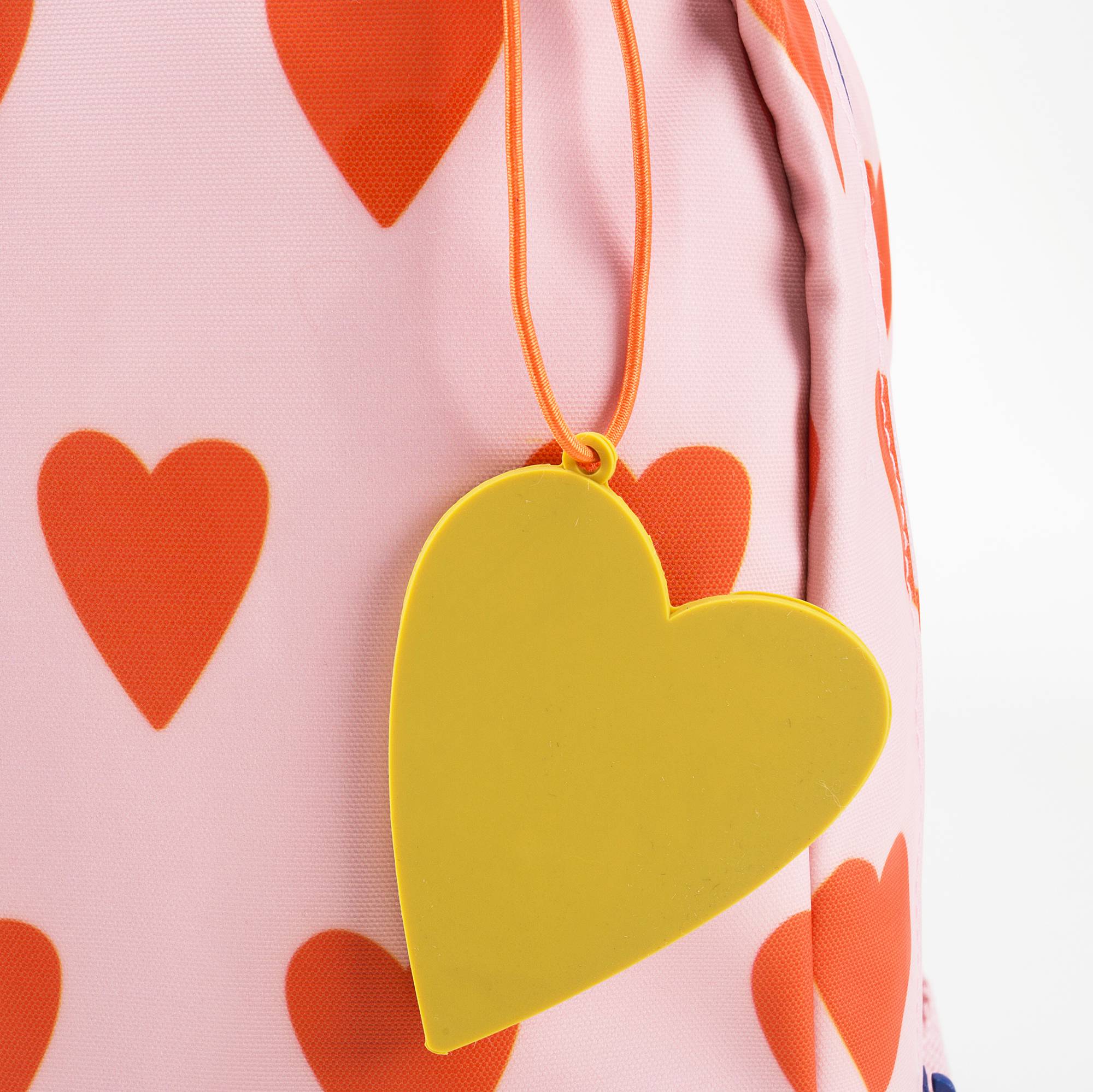 Girls Soft Pink & Orange Mini Hearts Backpack（20 x 10 x 30 cm）
