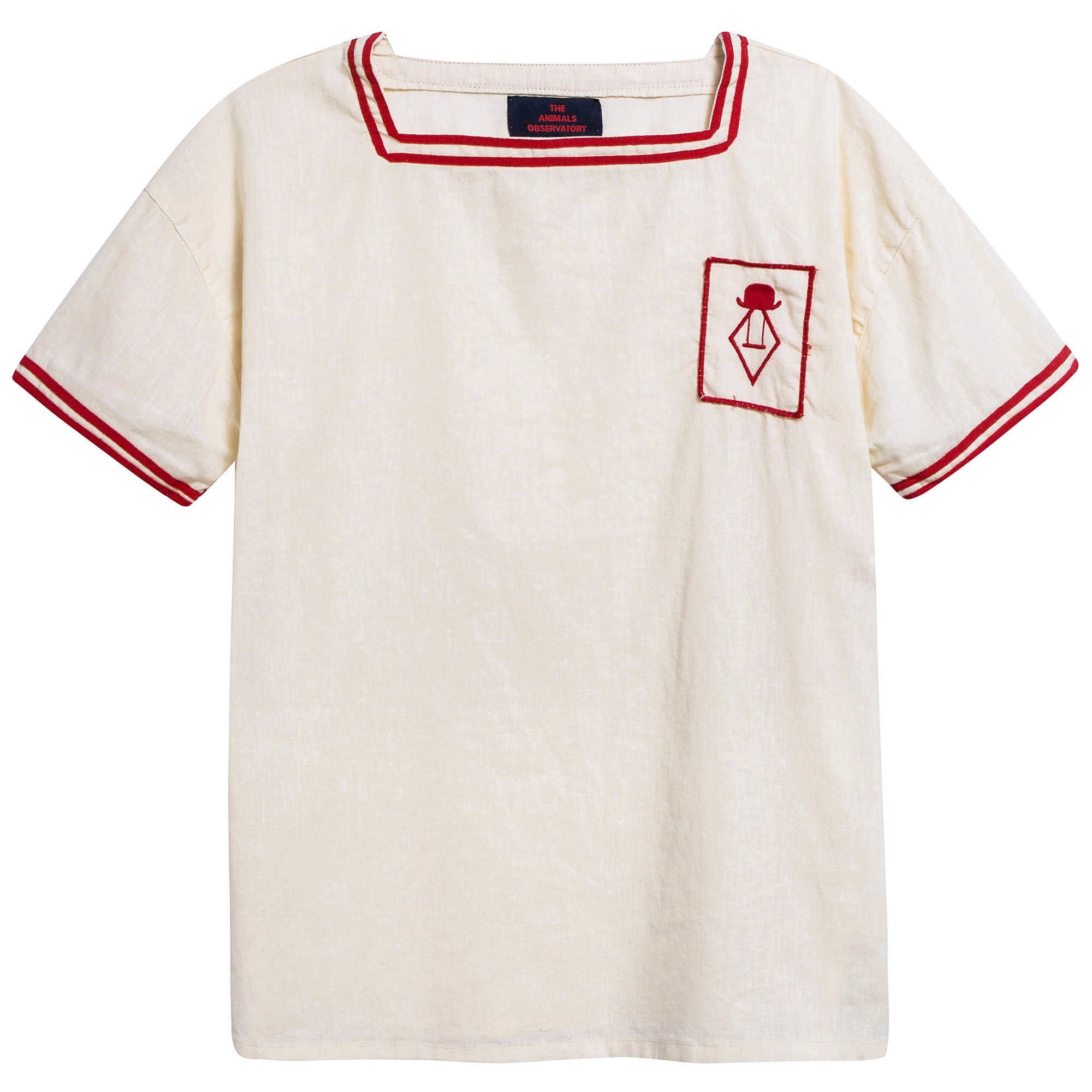 Girls Raw White Red Logo Cotton T-shirt